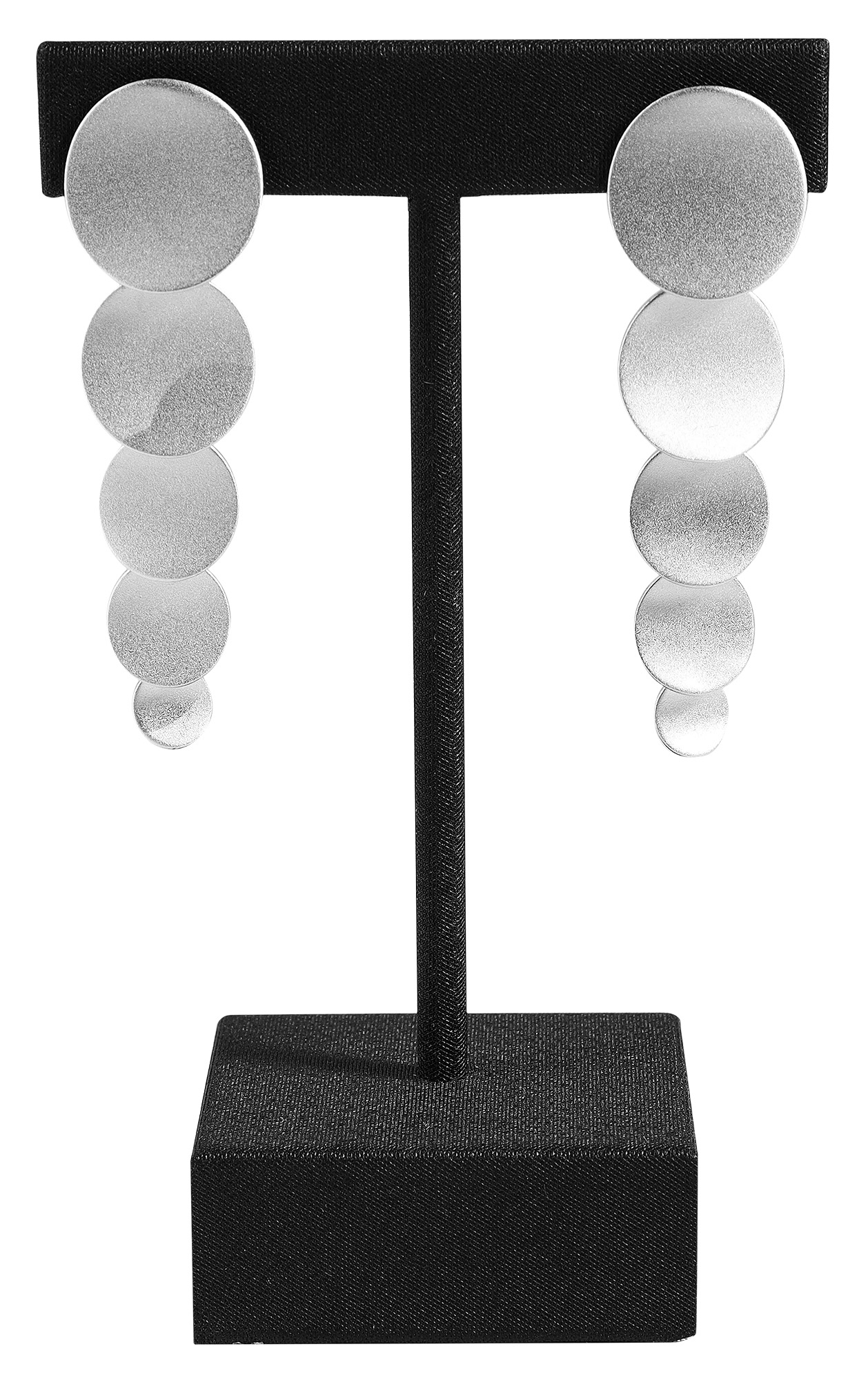 Aufsteller für Ohrringe/ Ohrhänger/ Creolen (Dekoserie Soft), PU-bezogen, 10,5 cm, schwarz