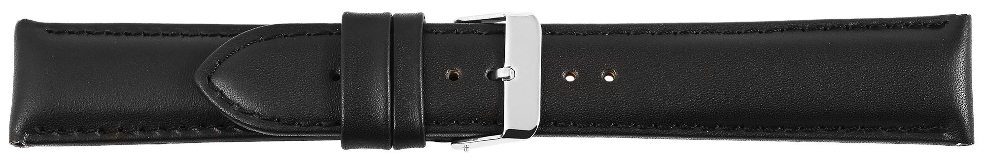Basic Echtleder Armband, Edelstahl Dornschließe, schwarz, 24 mm