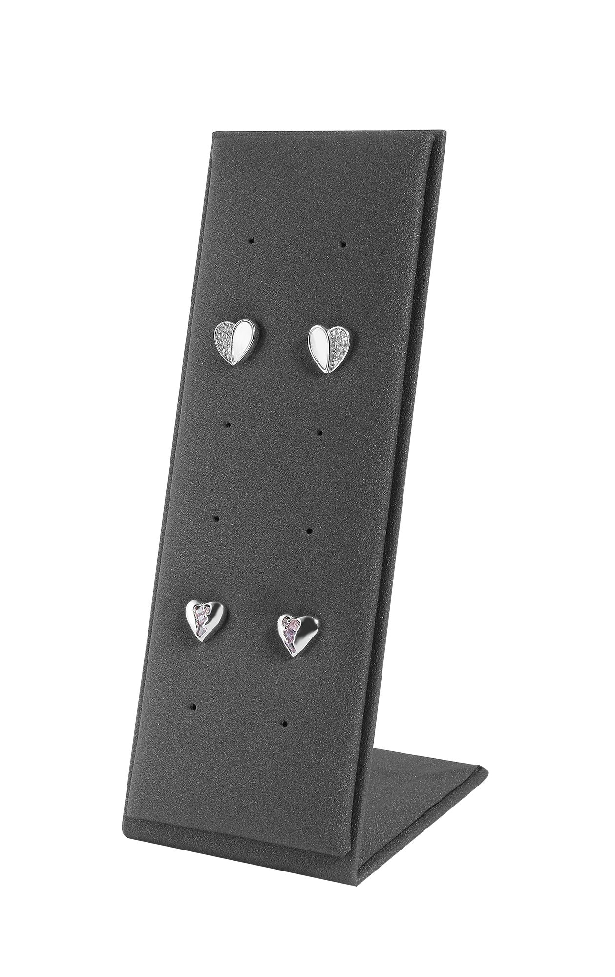 Aufsteller für 6 Paar Ohrstecker (Dekoserie Soft), PU-bezogen, 13,7 cm, grau