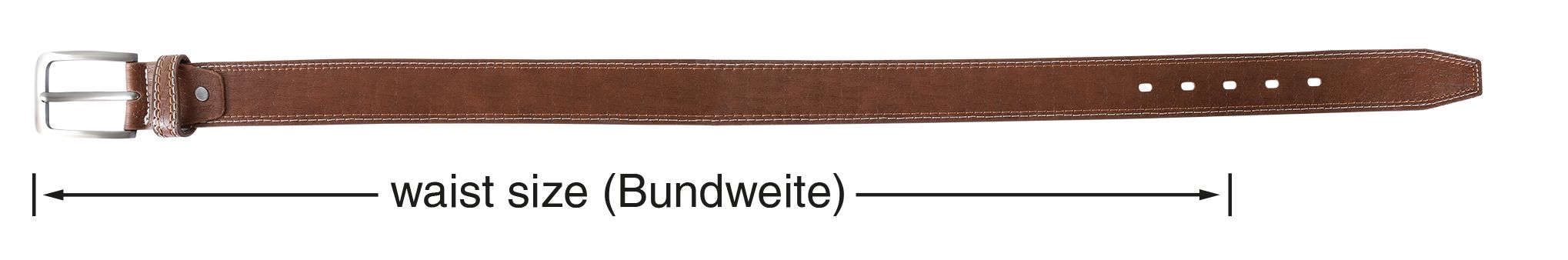 Gürtel aus Oberseite Lederimitat und Unterseite Echt Leder, VE 12, 1x Gr. 90 cm, 3x Gr. 100 cm, 4x 110 cm, 4x 120 cm, braun