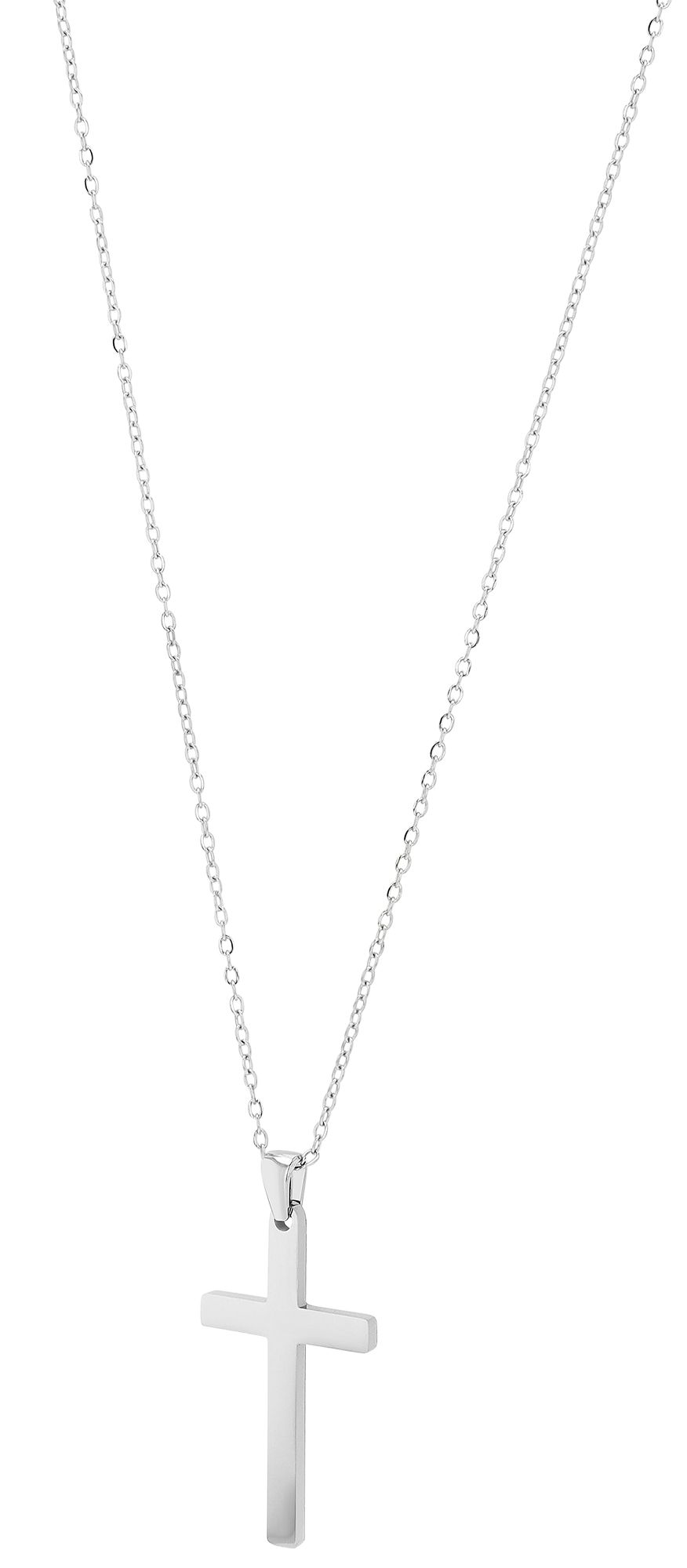 "Monali" Edelstahl Schmuckset - Kette & Ohrstecker - Kreuz, silberfarben