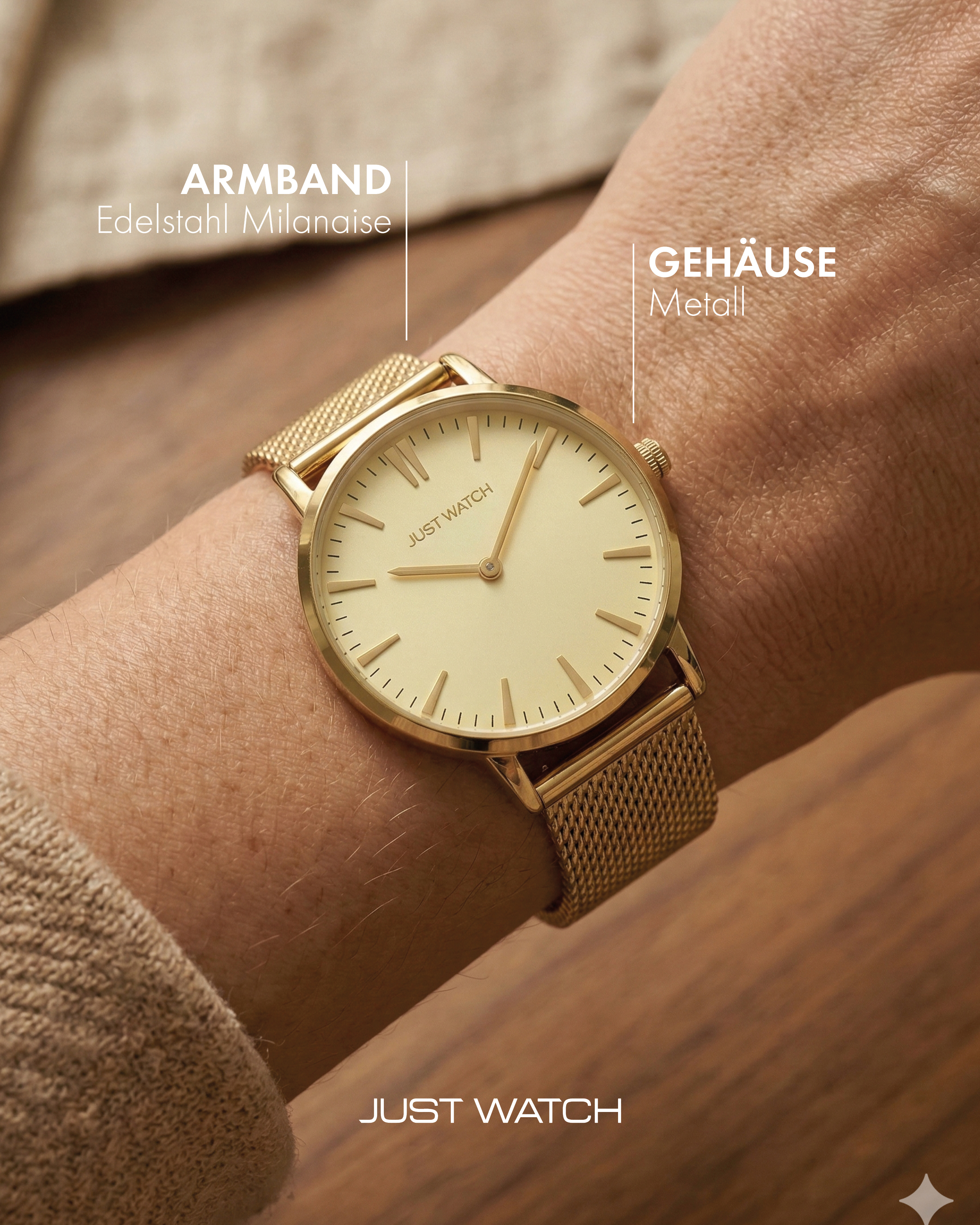 Just Watch Damenarmbanduhr mit Edelstahlmilaneseband