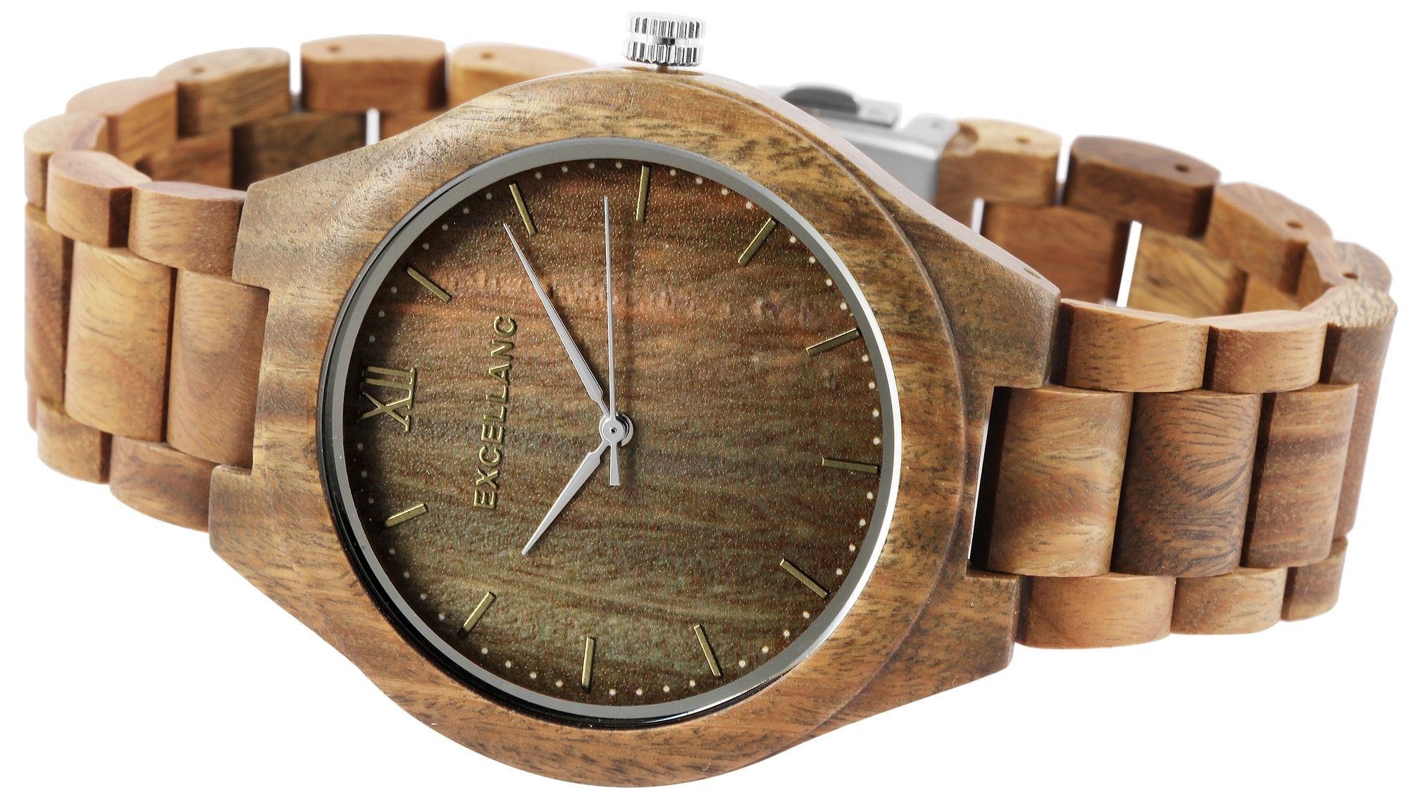 Excellanc Herrenarmbanduhr aus grünem Sandelholz