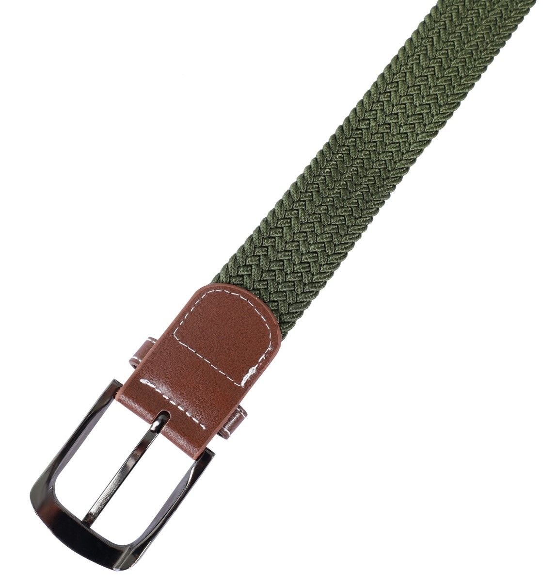 Unifarbener Flechtgürtel aus Textil, khaki, 110cm (M)