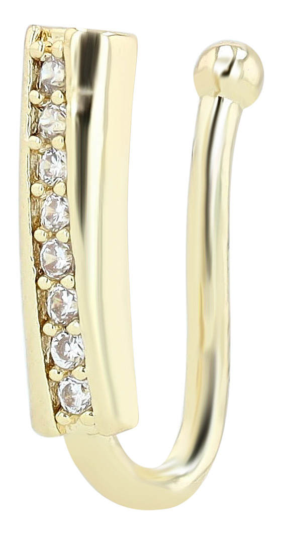 "Pali" Fake-Nasenpiercing aus Edelstahl, Zirkonia, Linie, Clip On, goldfarben
