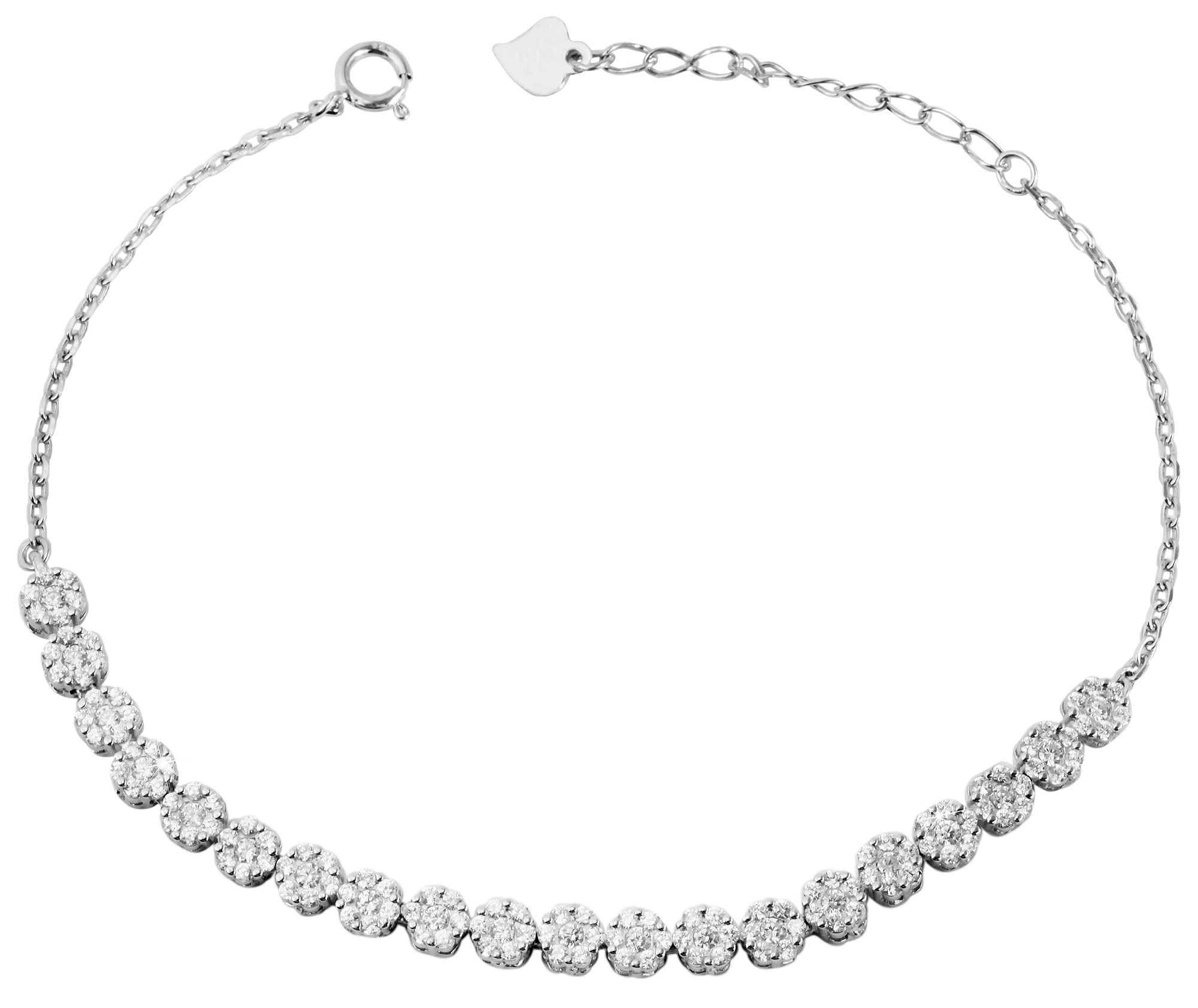 925/- Echt Silber Schmuckset "Dannika" mit Armband(17+3cm), Kette(42+3cm) und Ohrringe, 925/rhodiniert