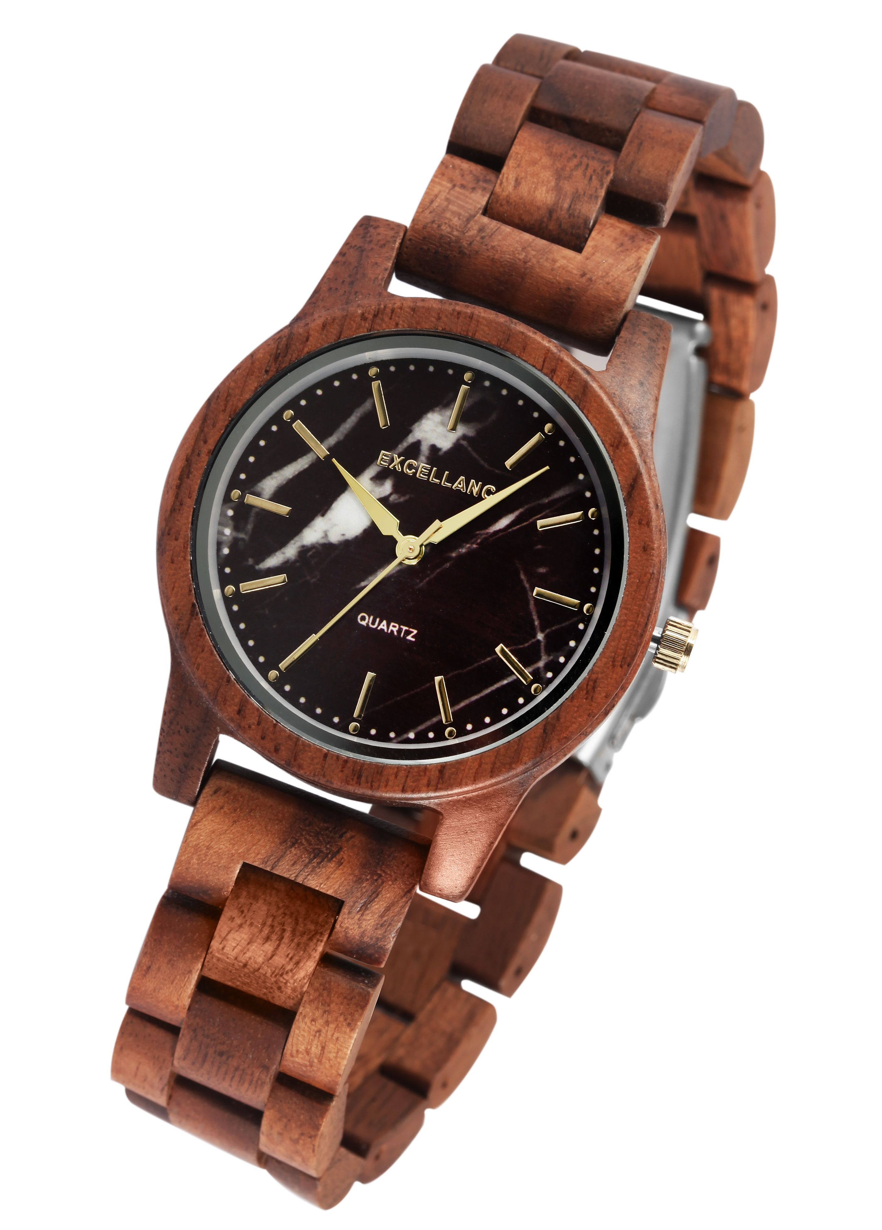 Excellanc Unisexarmbanduhr aus Walnussholz