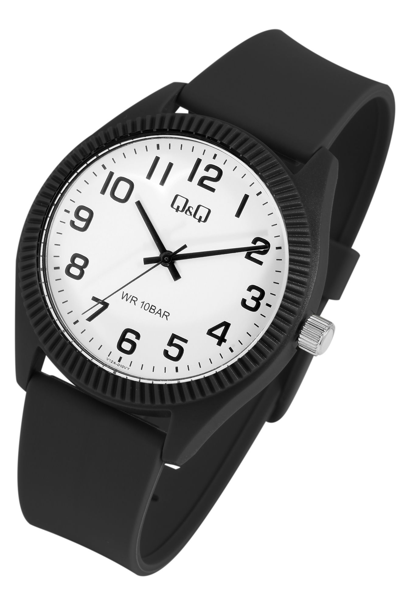 Q&Q Herrenuhr, Silikonarmband, Ø 41 mm, schwarz/ weiß