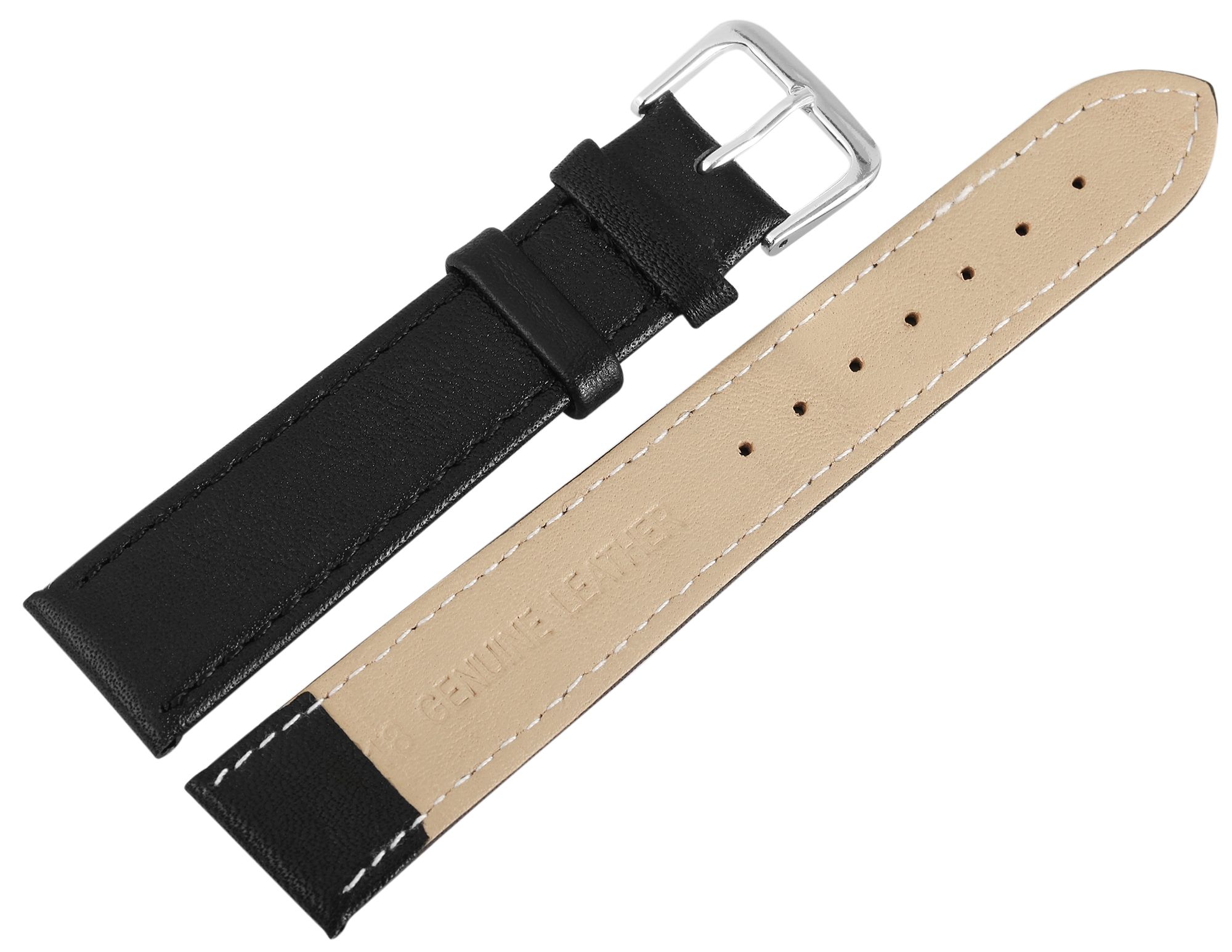 12er Set Echtleder-Uhrenarmband in schwarz, 18 mm