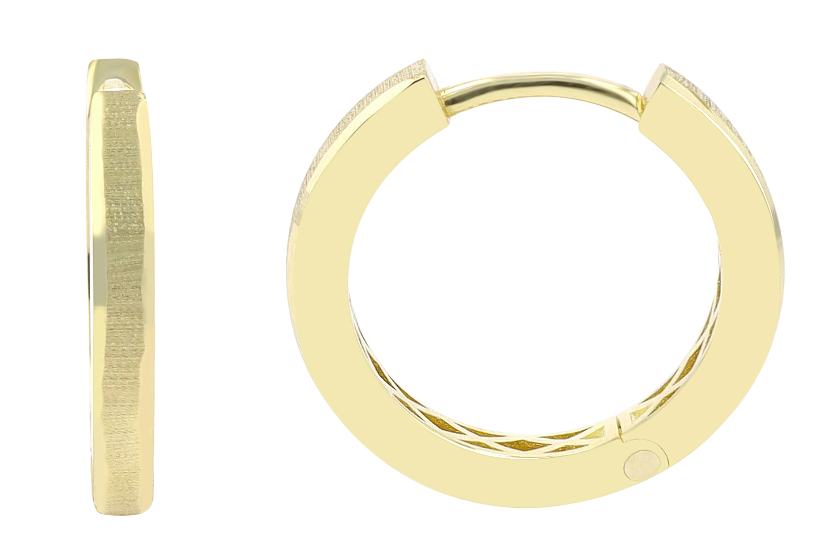 333er Gold Klapp-Creolen "Elestria", Gelbgold, 8 Karat, poliert/texturiert