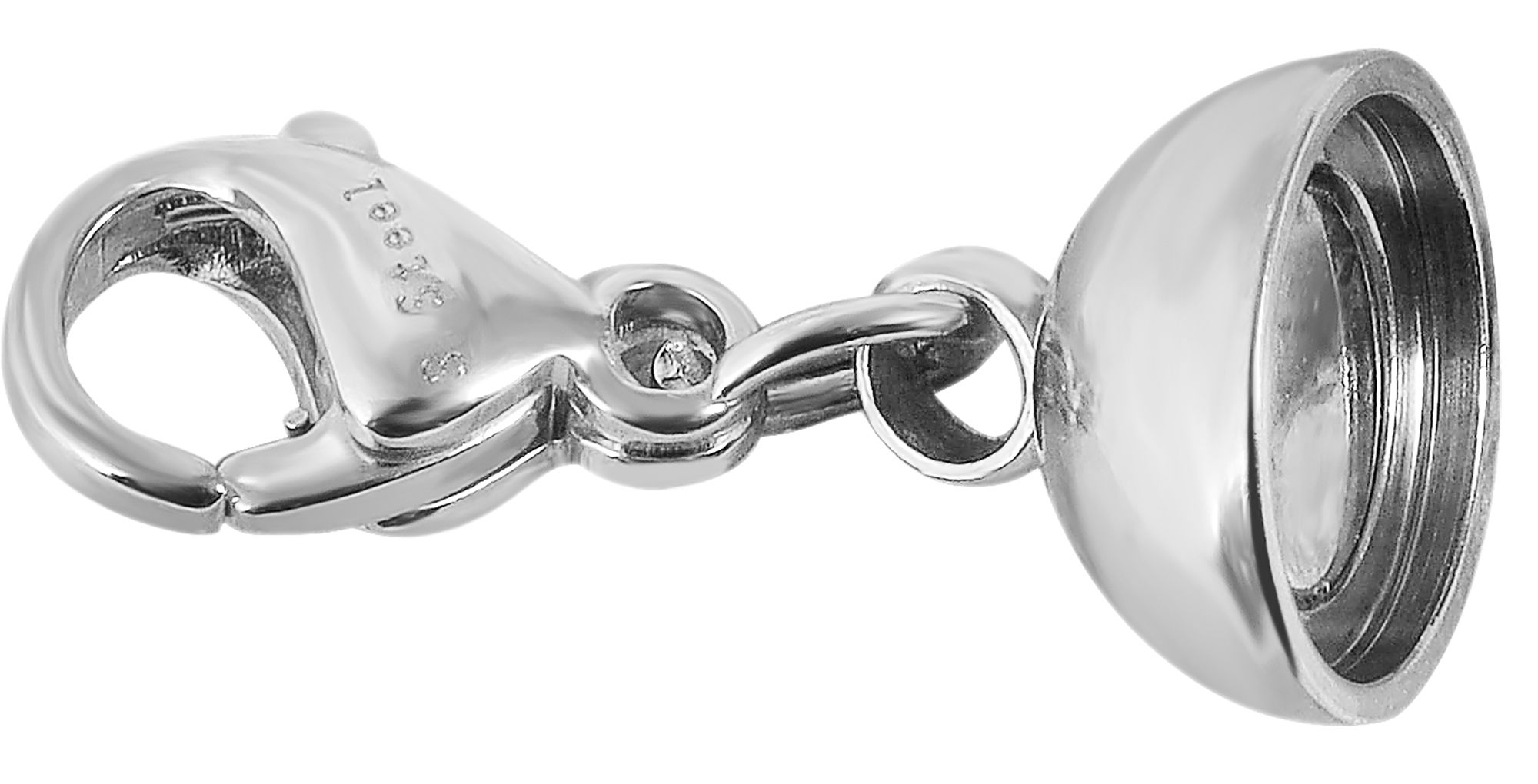 Magnetschließe rund mit 2  Karabinern, Edelstahl,  Kugel Durchmesser 8 mm