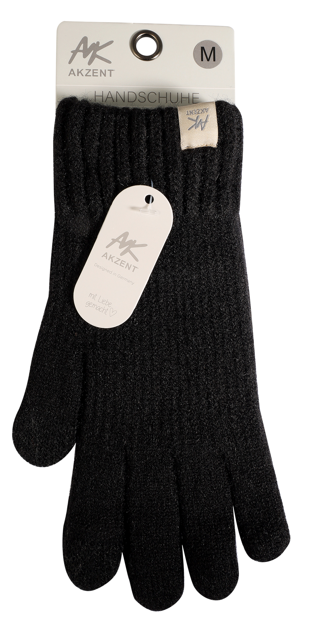 Herren-Handschuhe, Gr M, schwarz, Touch-Finger, 100% Polyester, VE-4