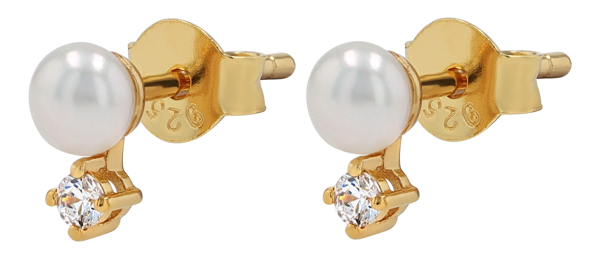 Sif Jakobs Jewellery 925/- Echt Silber Ohrstecker, Süßwasserperle/Zirkonia "Adria uno Piccolo" vgold.