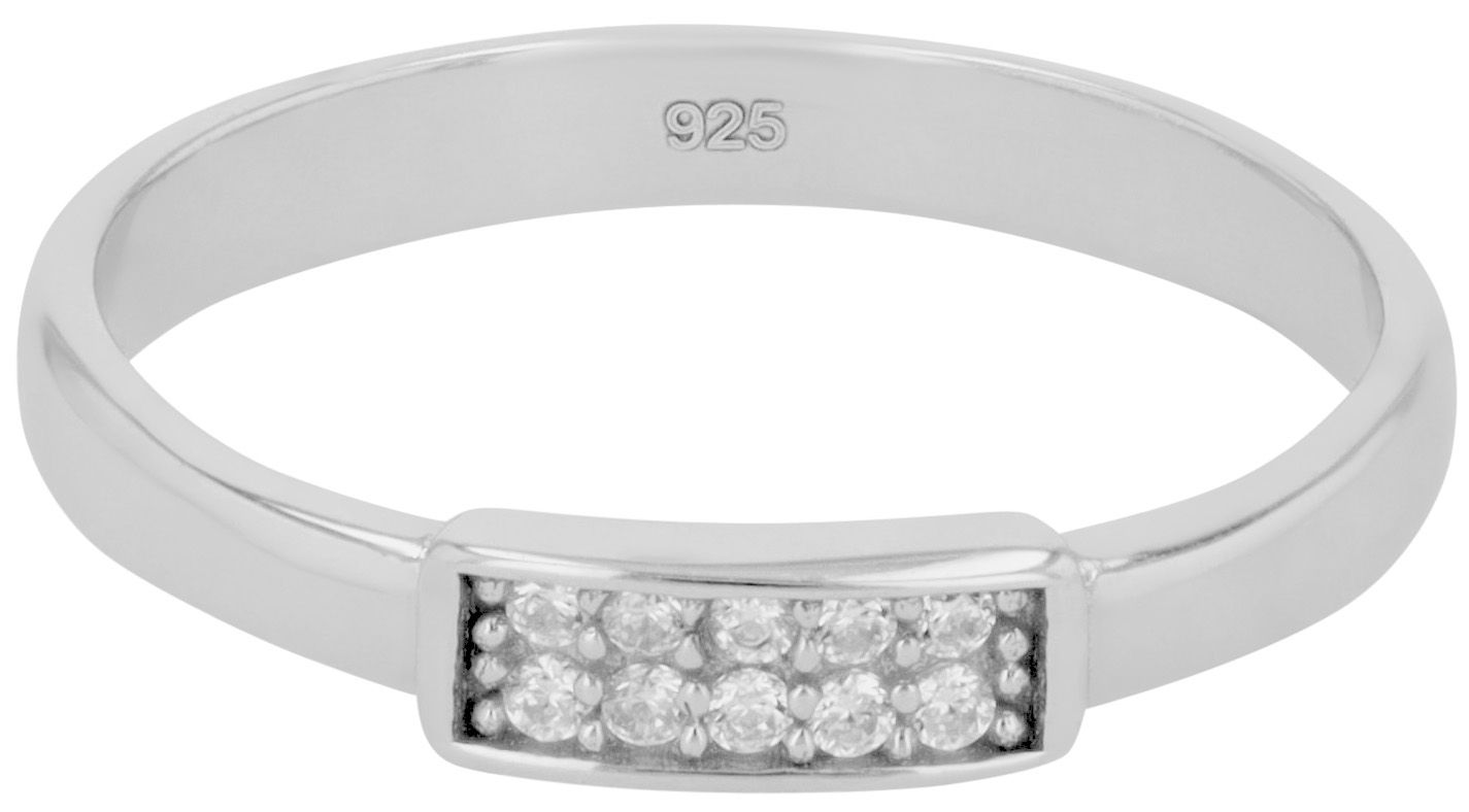 "Amica" 925/- Echt Silber Damenring, rhodiniert mit Zirkoniabesatz, Gr 52