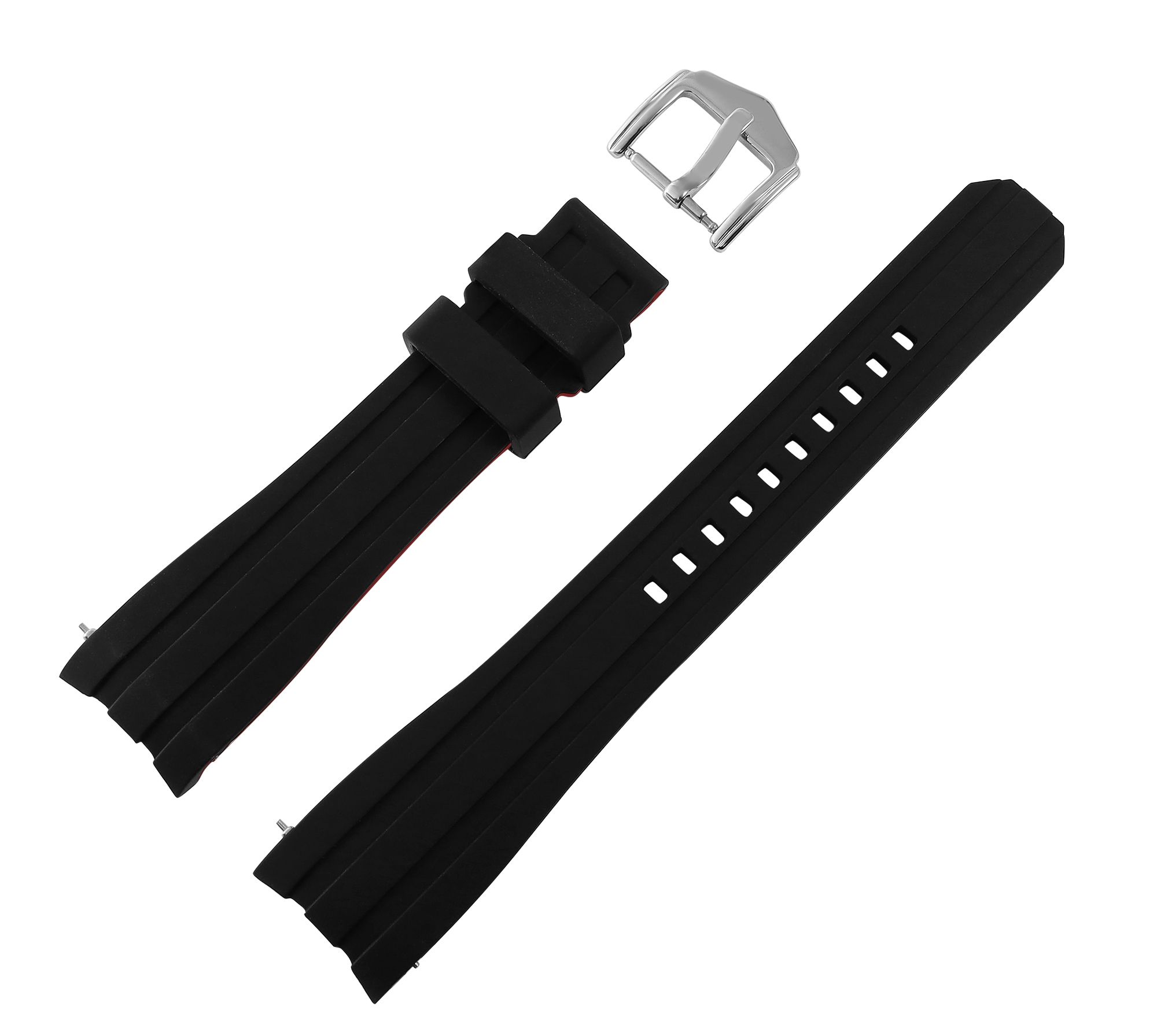 Schnellwechselarmband für Uhren, Silikon, Dornschließe, schwarz/rot, 20 mm