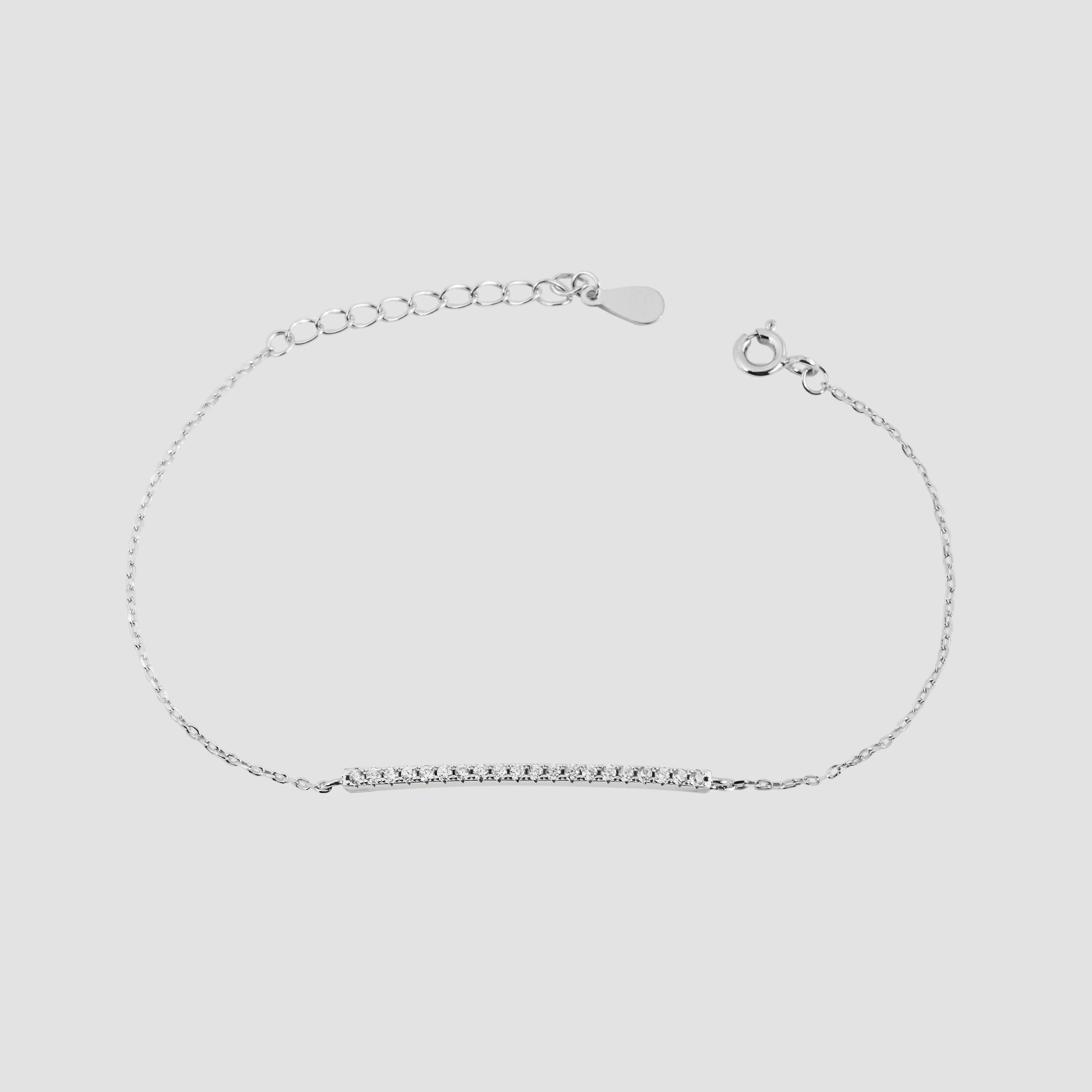 "Caren" 925/- Echt Silber Armband, 16+3 cm, Zirkoniabesatz, rhodiniert