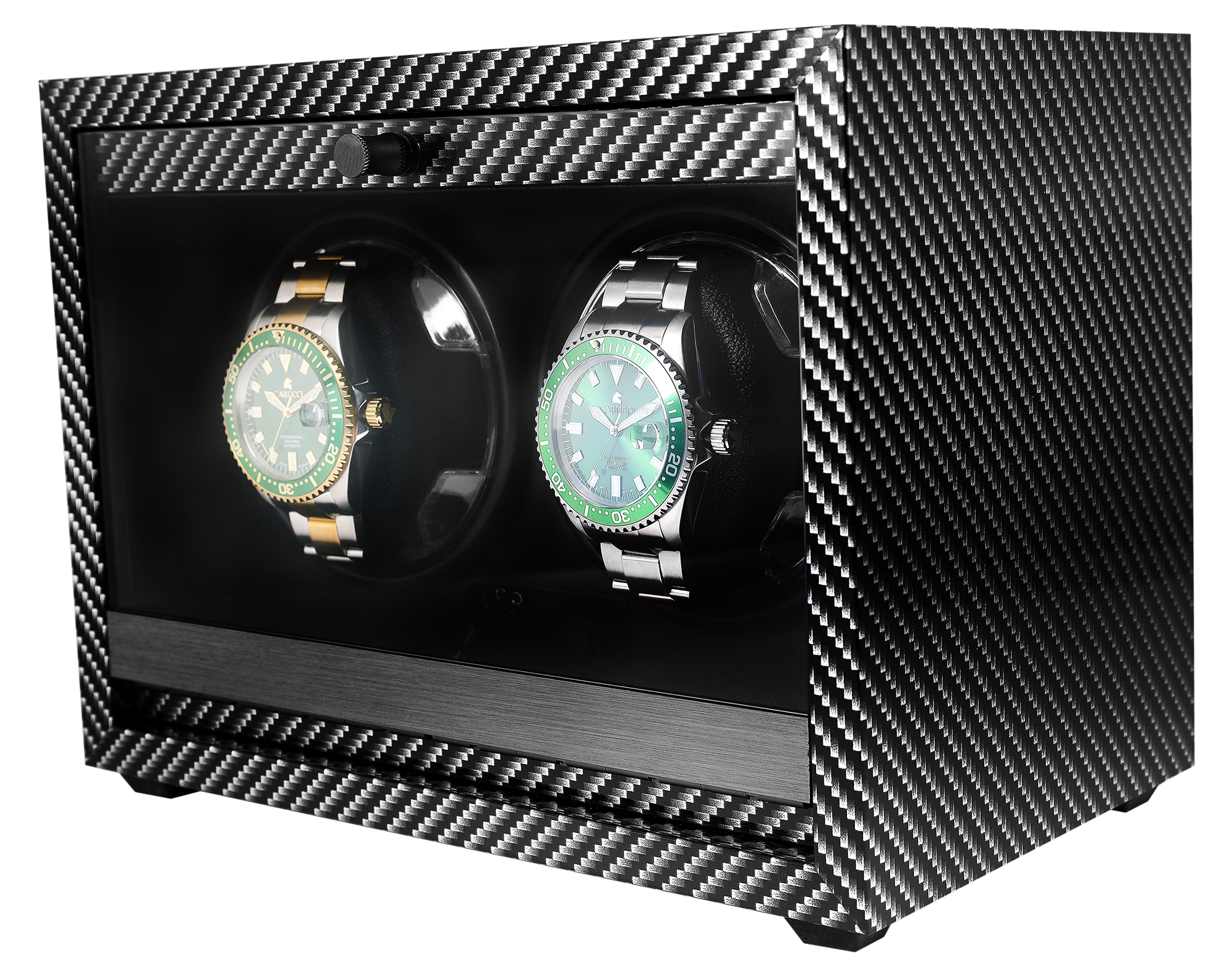 automatischer Uhrenbeweger für 2 Uhren, Licht, USB-DC, Carbon