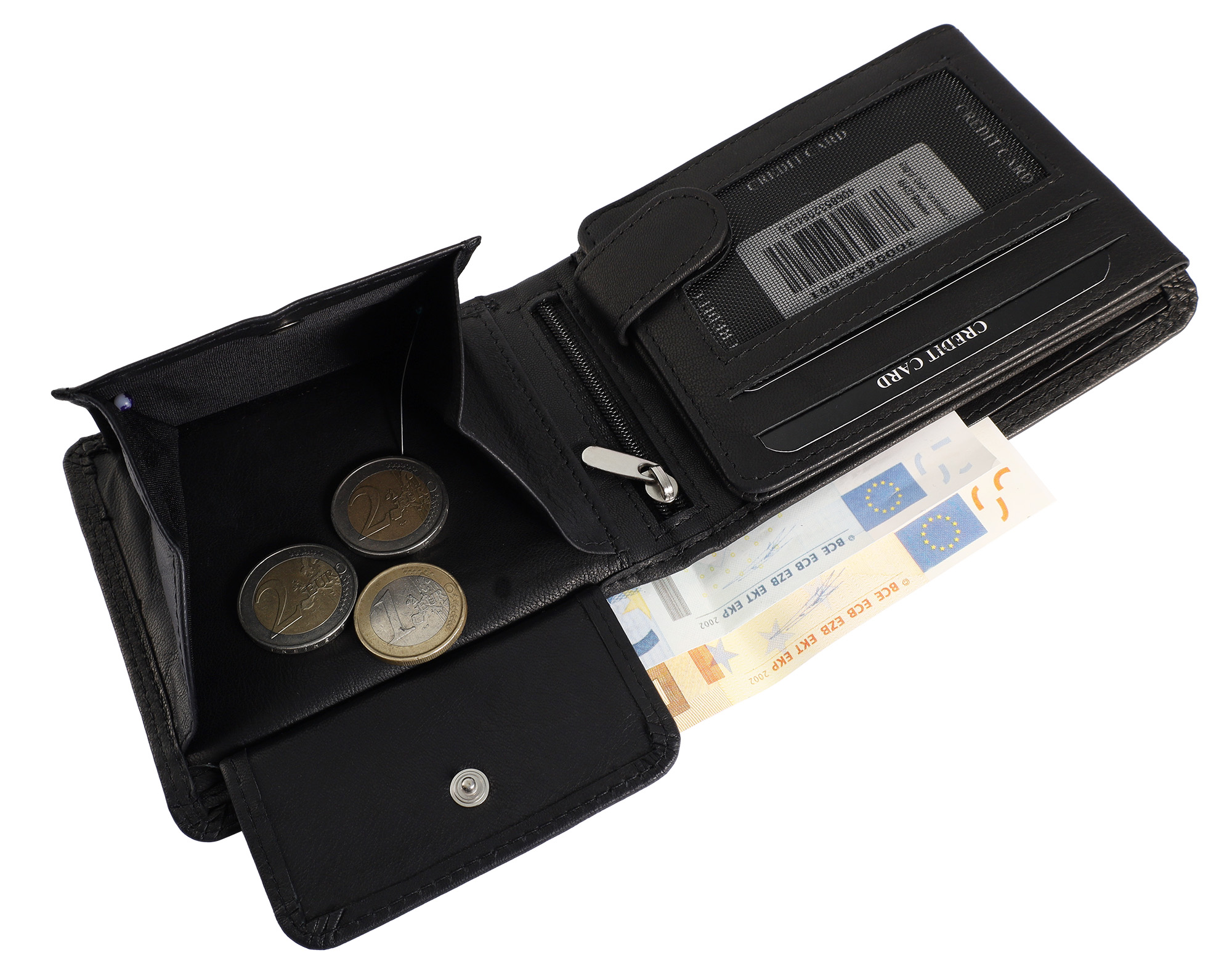 Leonardo Verrelli Echtleder (Antik) Geldbörse, RFID, Querformat, schwarz