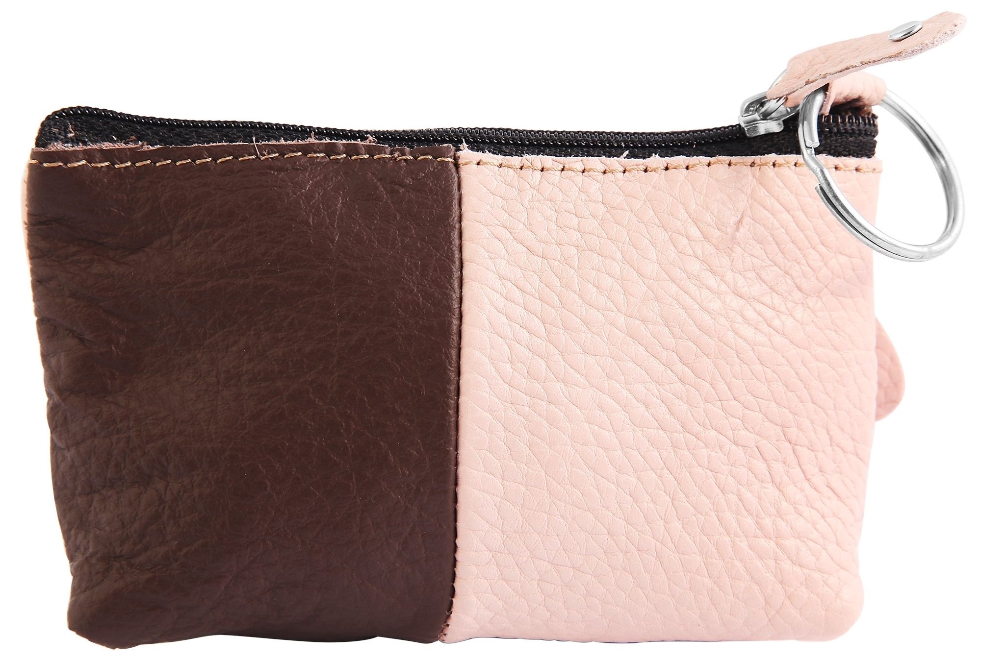 Excellanc Schlüsselbeutel aus Echtleder, braun/rosa