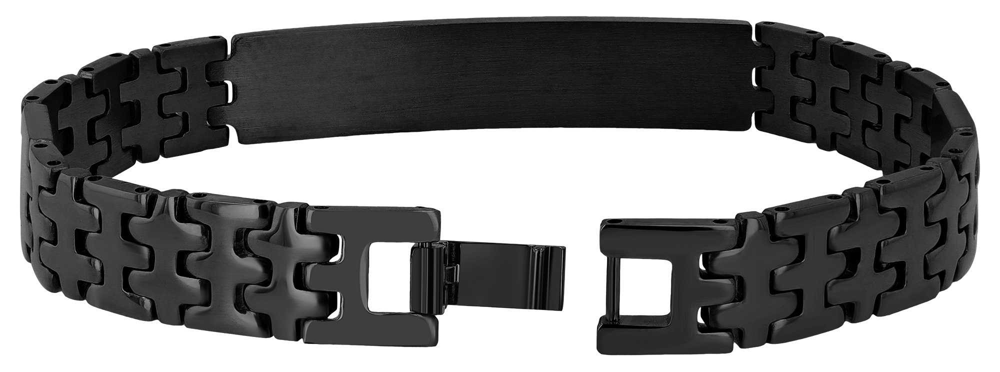 "Rasa", Akzent Gliederarmband, Edelstahl, Gravurplatte, schwarz, 20 cm