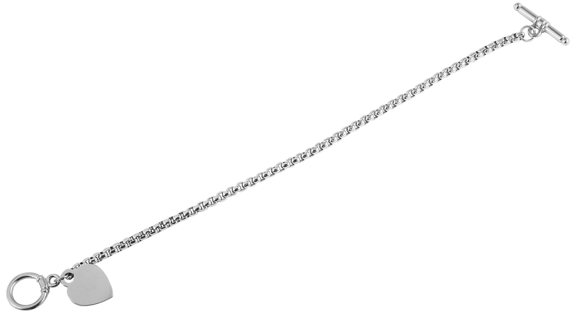 "Zabel" Akzent Schmuckarmband mit gravurfähigem Herzanhänger, Edelstahl