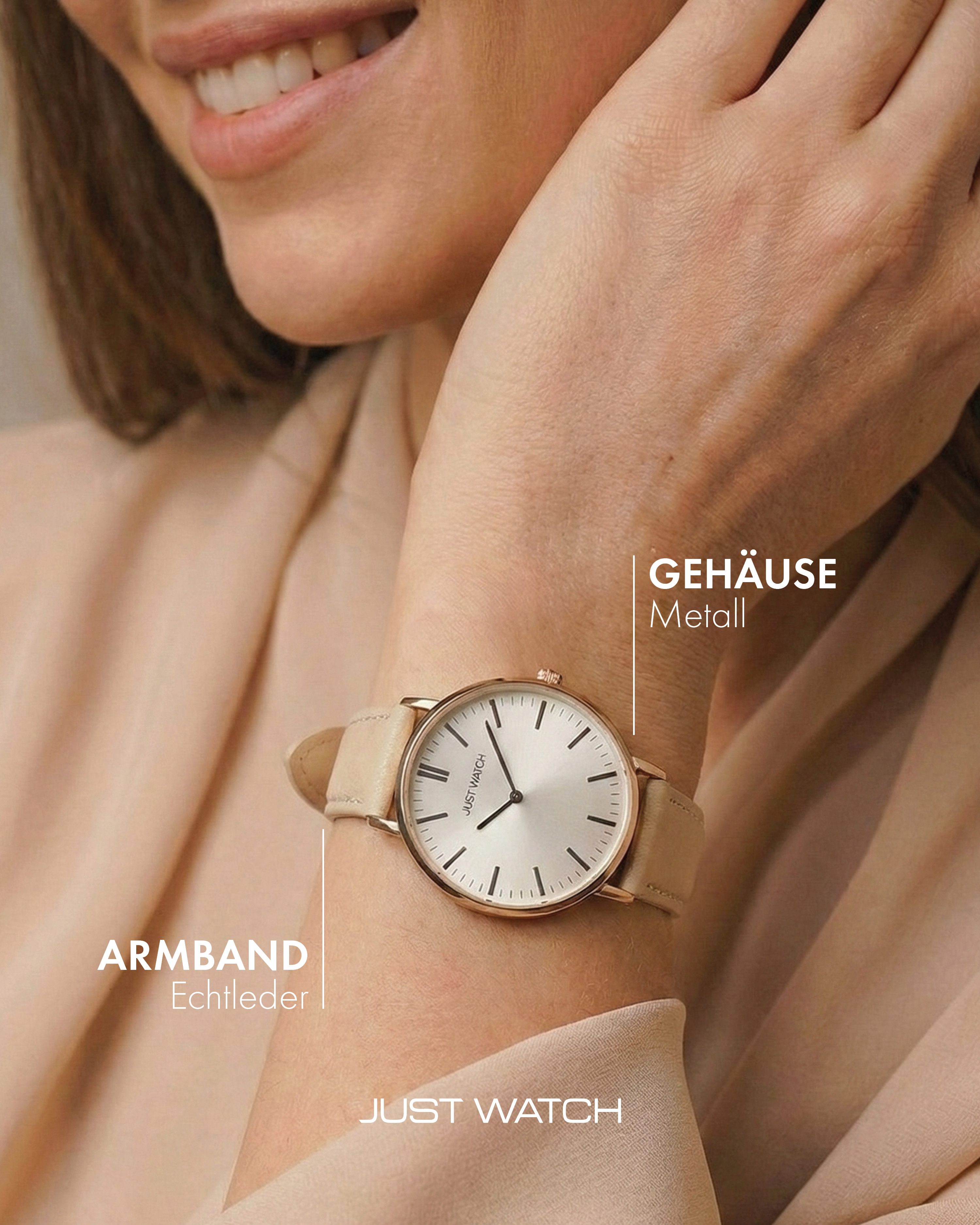 Just Watch analoge 2-Zeiger Unisex-Armbanduhr