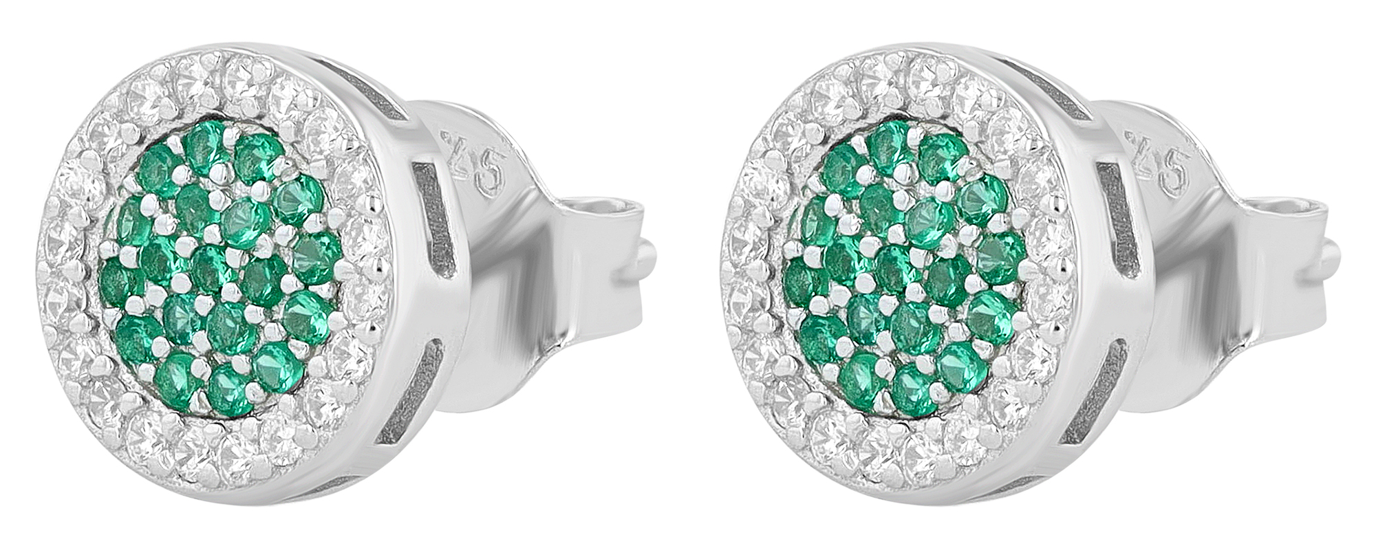 "Serane" 925/- Echt Silber Ohrstecker, Zirkonia grün, silberfarben rhodiniert