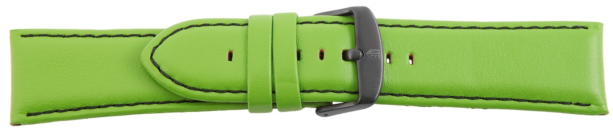Echtleder-Uhrenarmband, grün, schwarze Naht, 26 mm