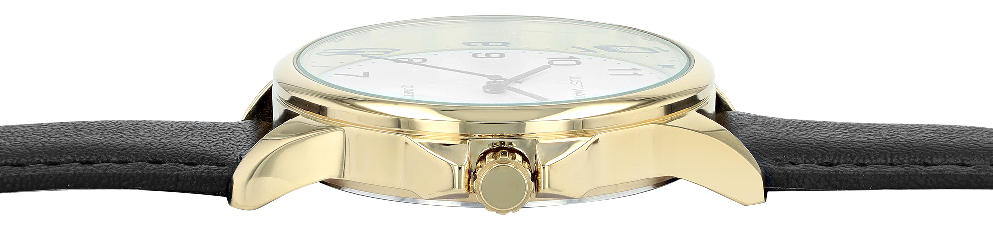 Just Watch "Bernard" Herrenuhr Ø 39 mm, Echtlederband, schwarz/ goldfarben/ weiß