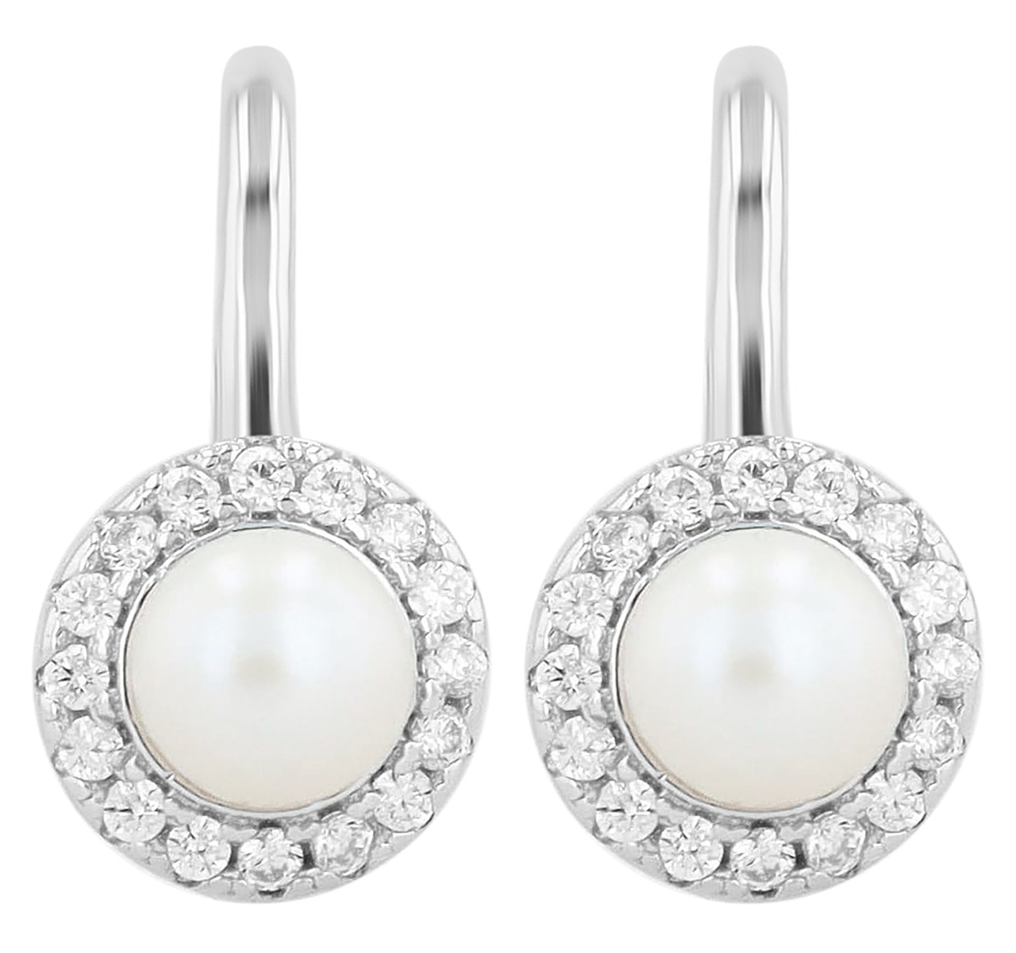 "Pearl", 925/- Echt Silber Creole mit Süßwasserperle, rhodiniert