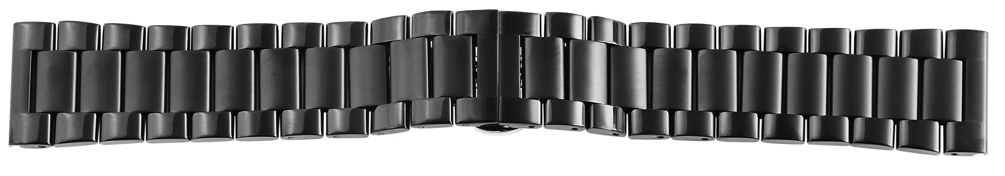 Edelstahl Gliederarmband, Butterfly-Faltschließe, poliert/gebürstet, schwarz, 20 mm