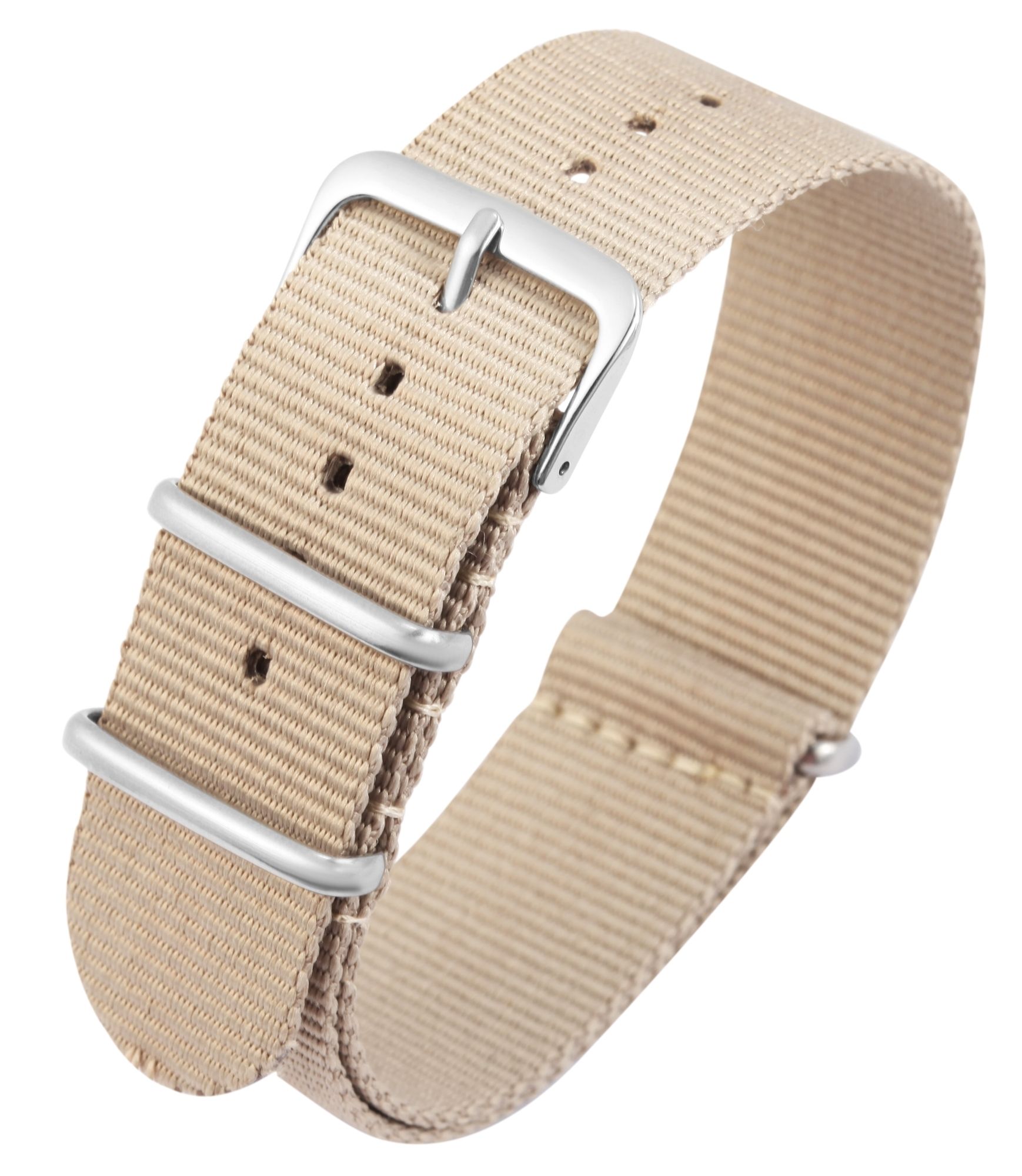 Nylon-Uhrenarmband, beige, Dornschließe, 22 mm