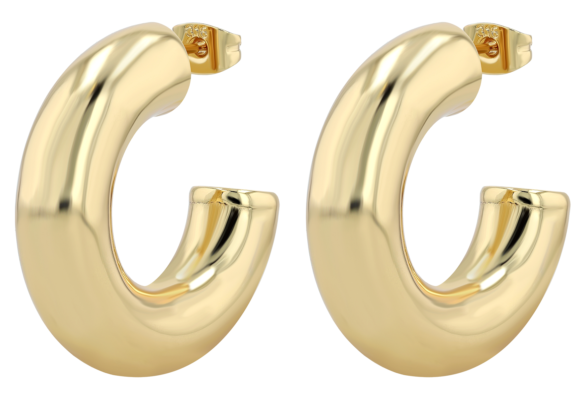 "Hanny" Edelstahl Creolen/ Halbcreole, Ø 15 mm, goldfarben