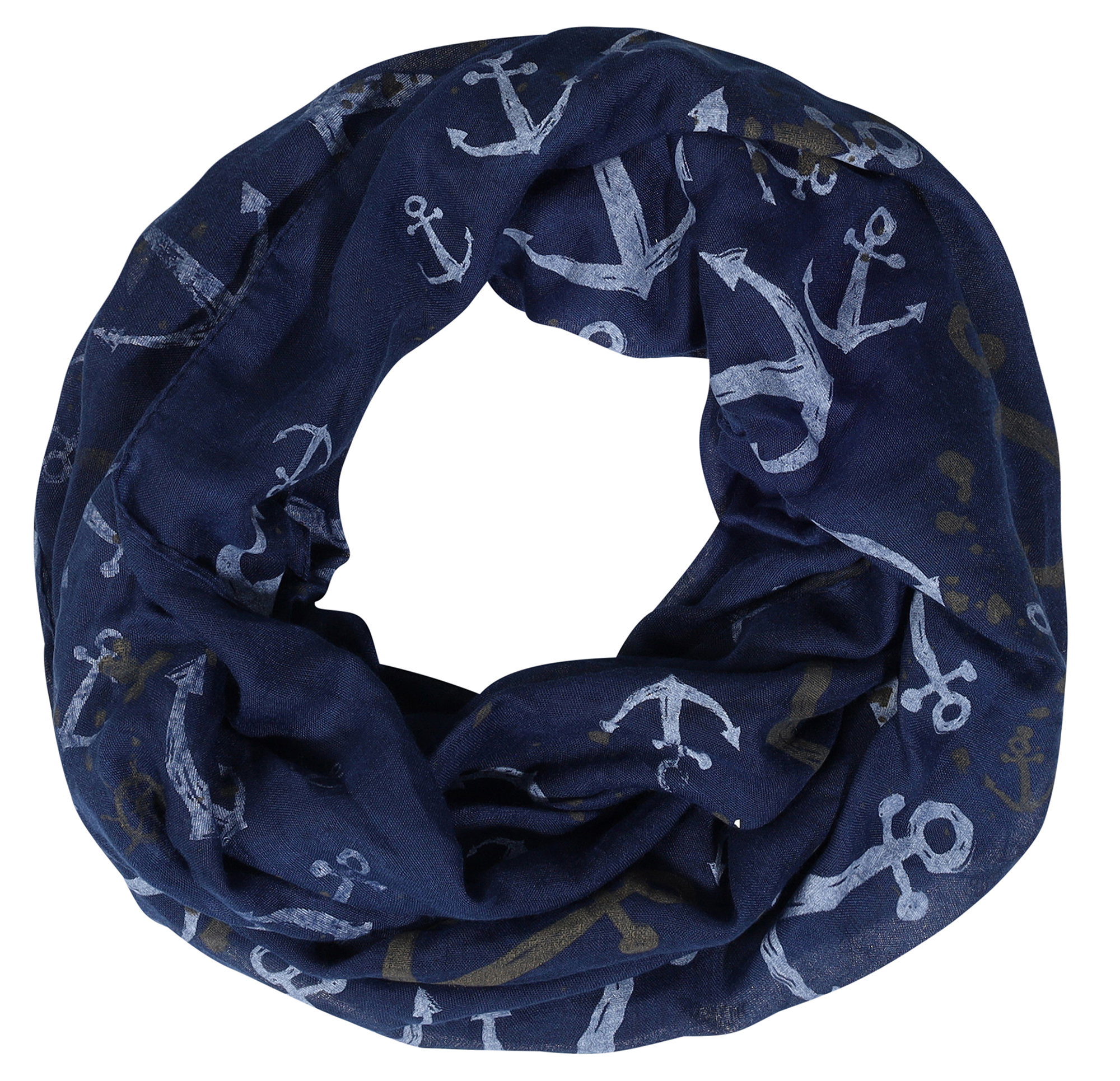 Schalpaket/ Loops, 70 x 180 cm, 30% Baumwolle 70% Viskose, VE 4, blau + Anker