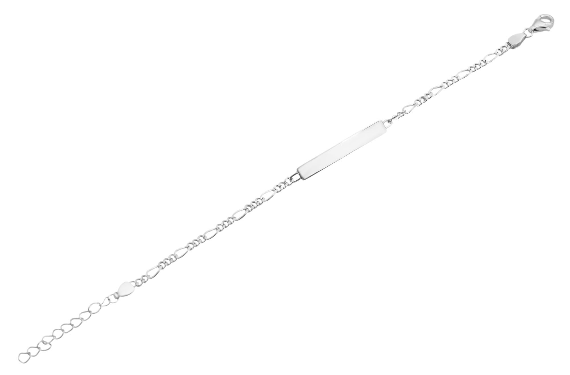 925/- Echt Silber Identarmband "Ida", 17+3 cm, 925/ rhodiniert