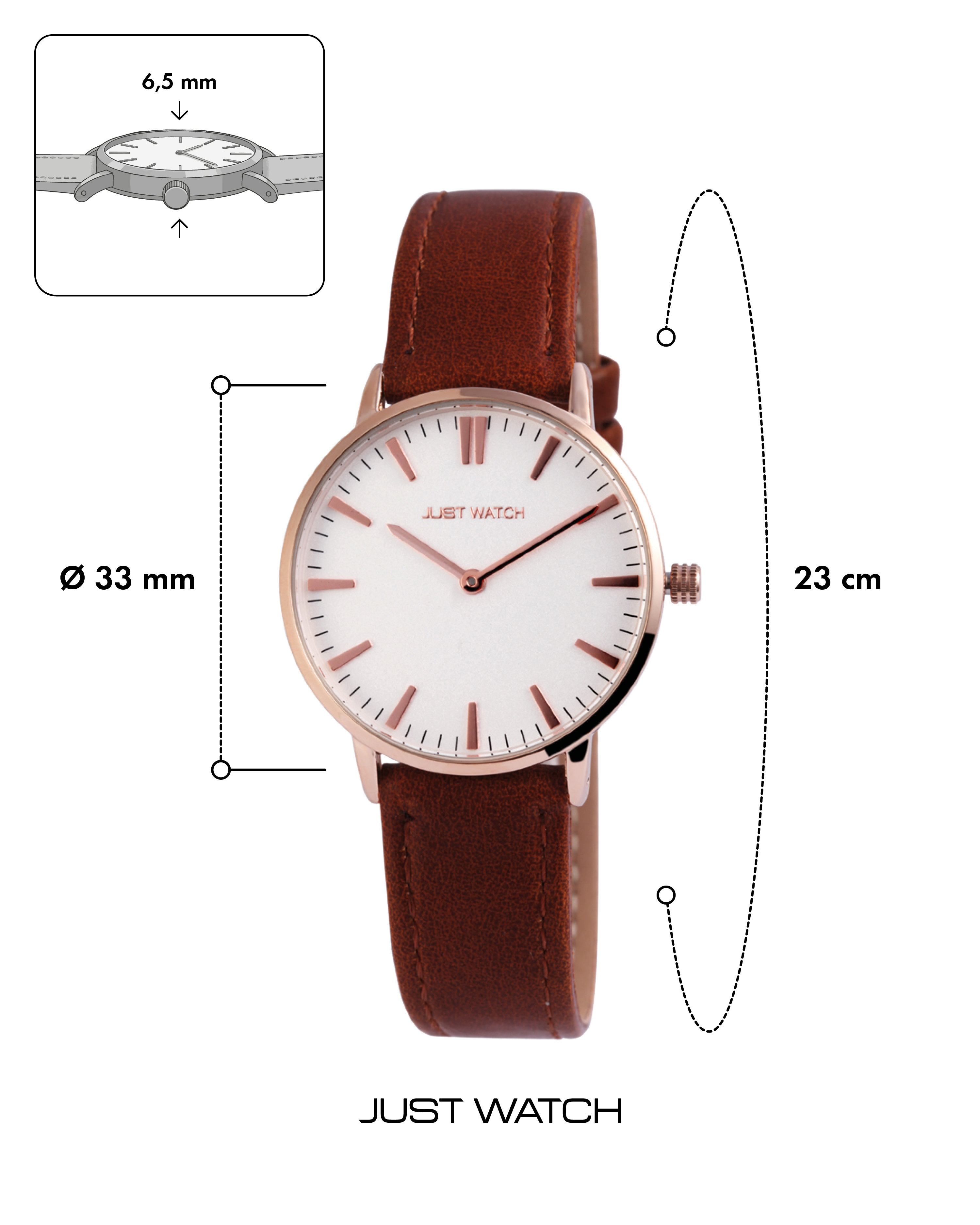 Just Watch Damenarmbanduhr mit Echtlederband