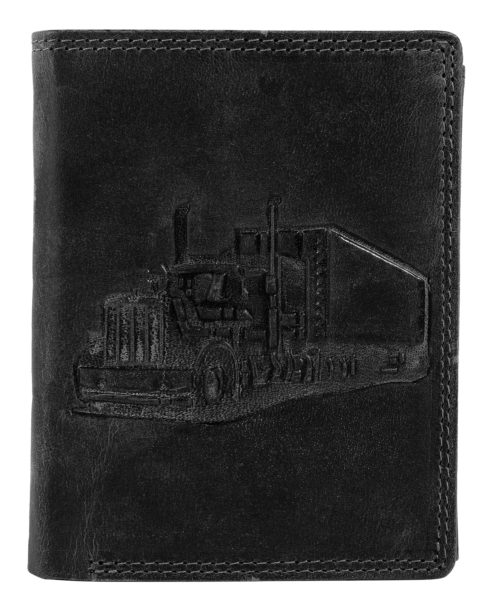 Akzent Echt Leder (Hunter-Leder) Geldbörse, RFID, Hochformat, "Truck", schwarz