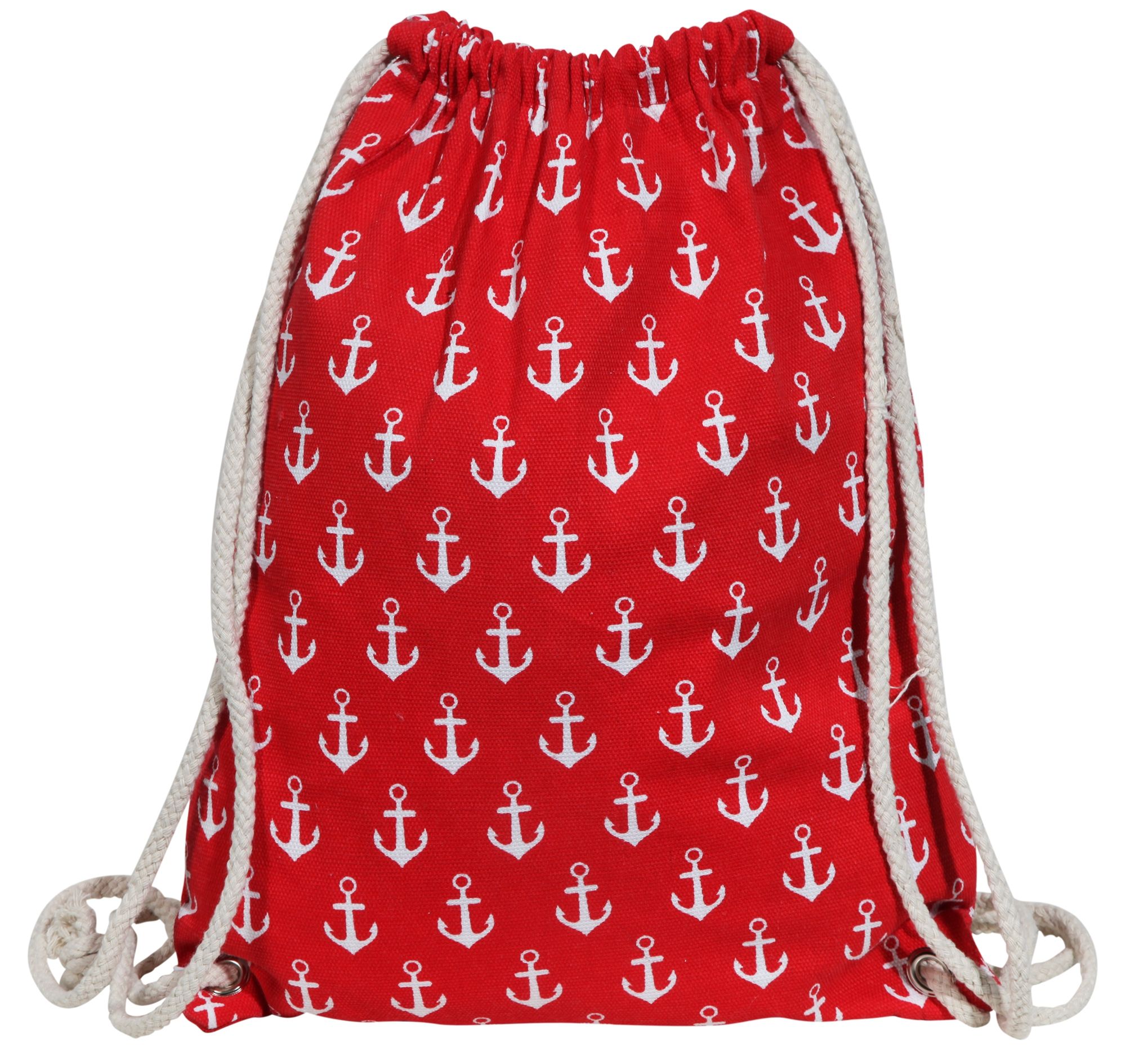 Trend Turnbeutel aus Textil, maritim, rot/weiß