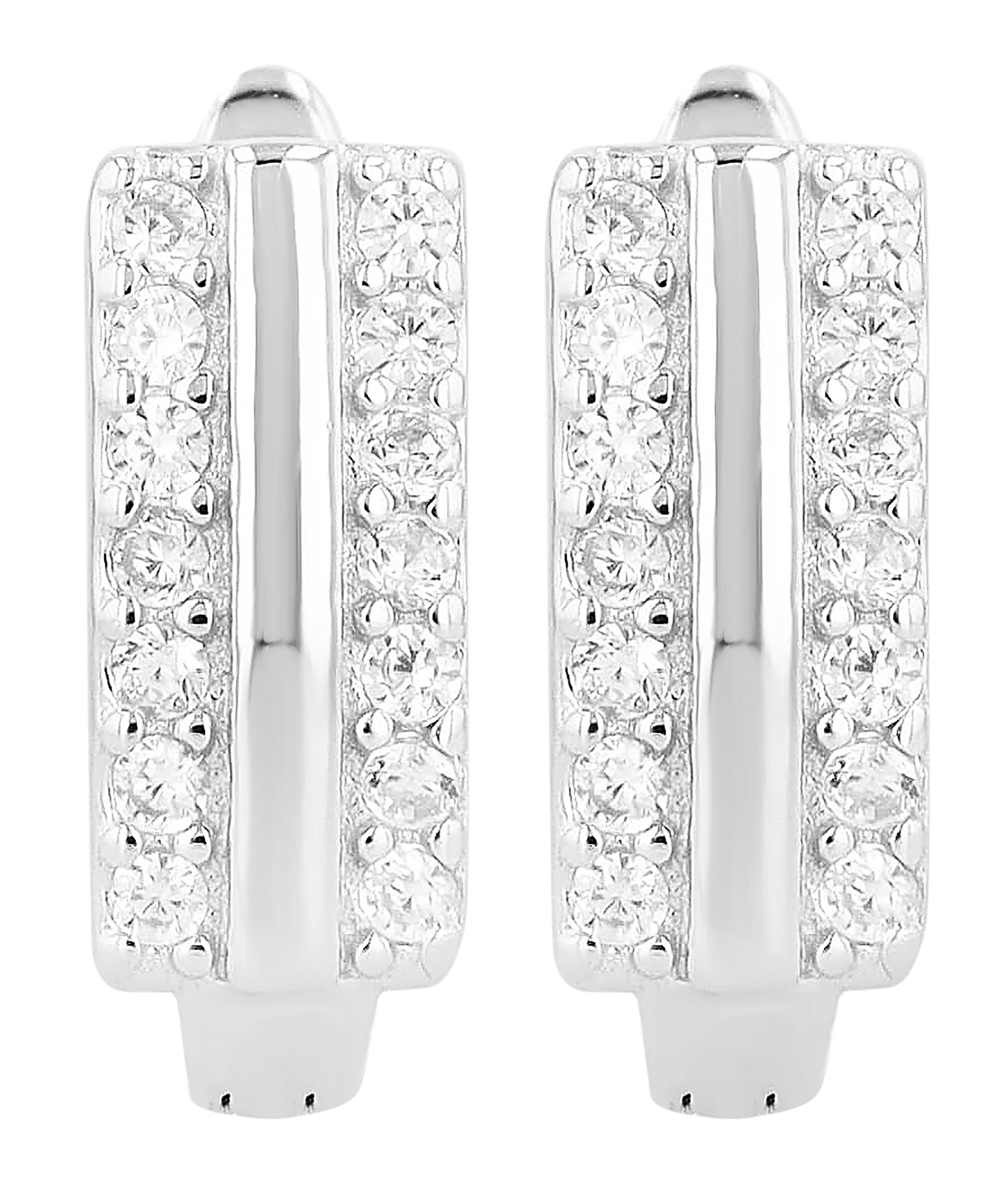 "Zia" 925/- Echt Silber Creole mit Zirkonia, silberfarben rhodiniert