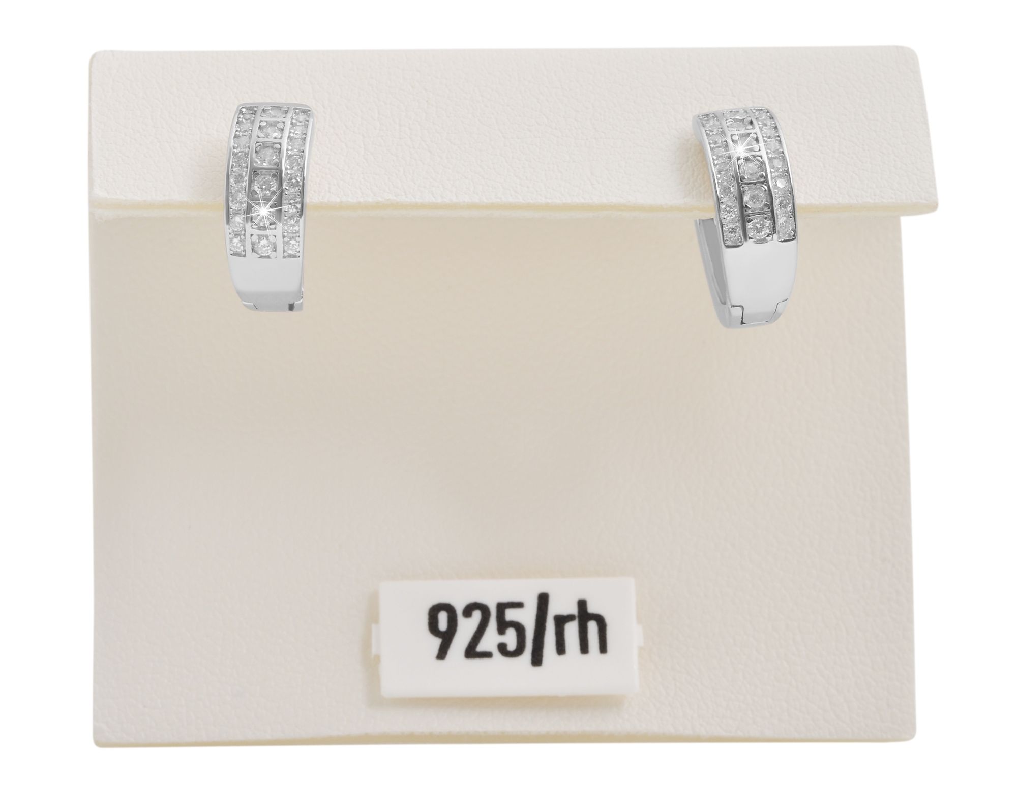 925/- Echt Silber Klappcreolen "Fenja" mit weißem Zirkoniabesatz, rhodiniert