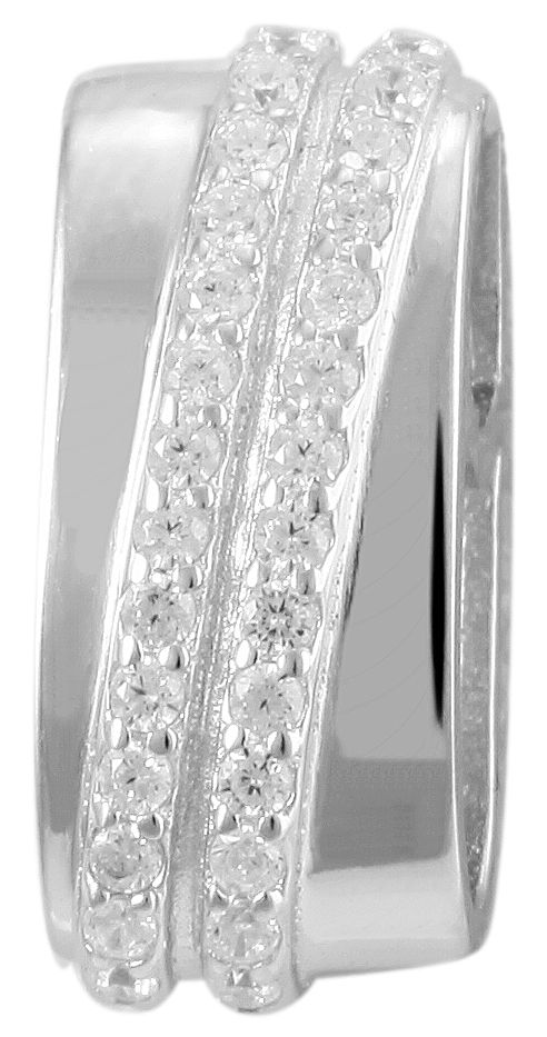 925/- Echt Silber Anhänger ohne Kette "Mhairi", oval mit diagonalen Zirkoniabesatz, 925/rhodiniert