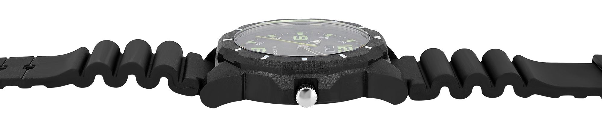 Q&Q Herrenuhr mit Resinband, Ø 43 mm, schwarz (grün)