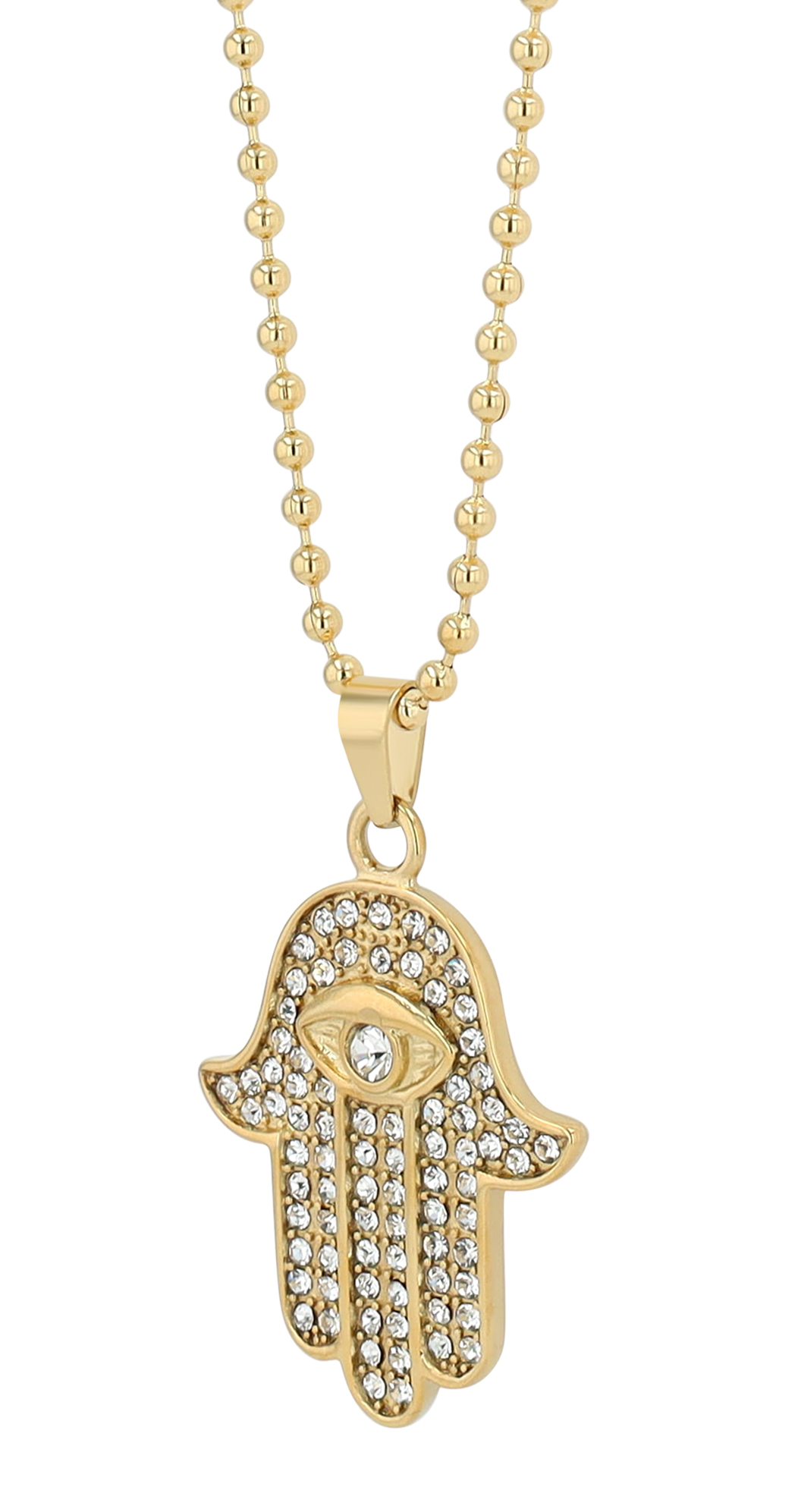 "Chamsa - Hand der Fatima" Edelstahl Kette mit Anhänger, 45 cm, rosegoldfarben