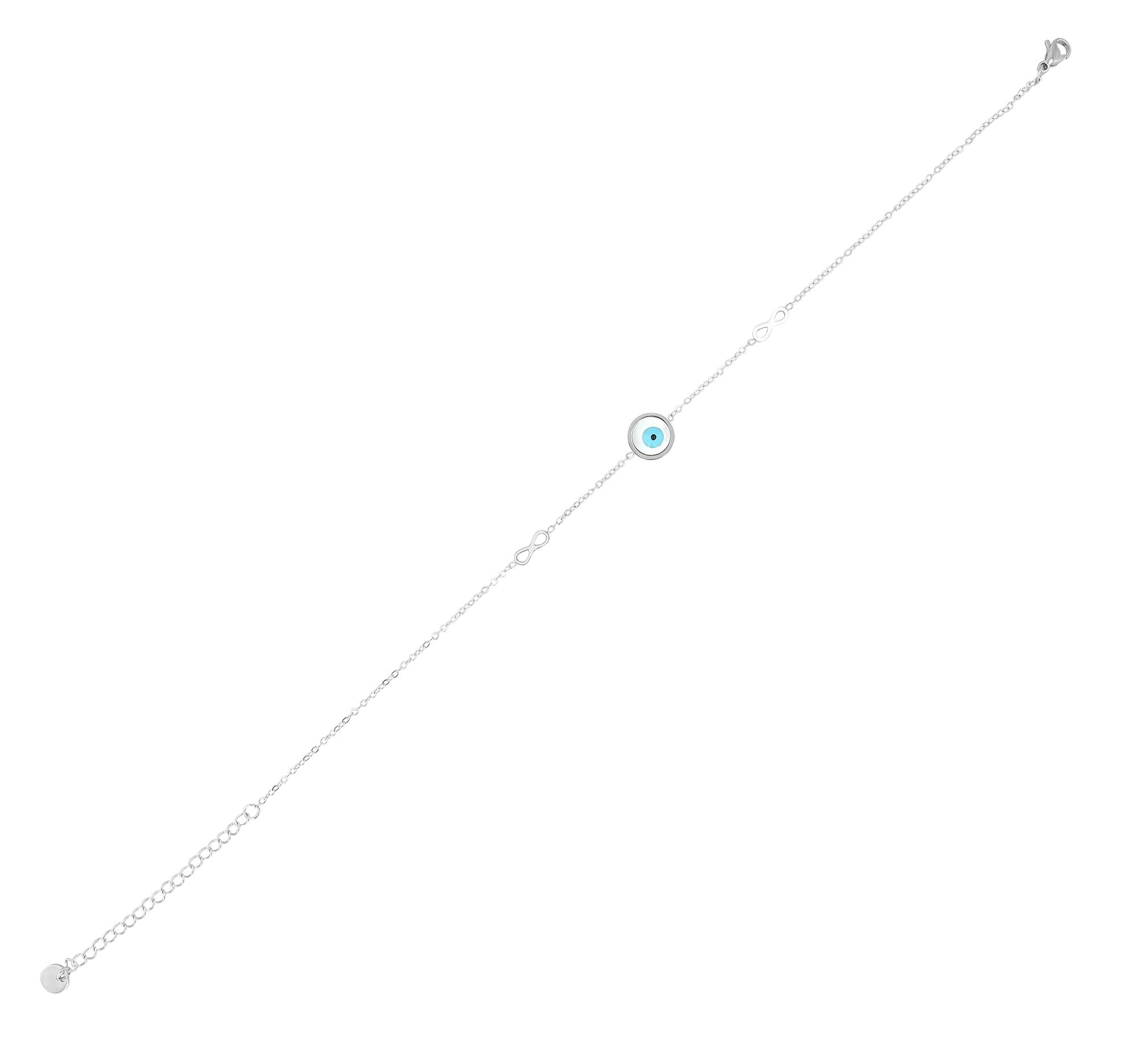 Akzent Fußkettchen "Wenna", Infinity und Nazar-Auge, Edelstahl, silberfarben