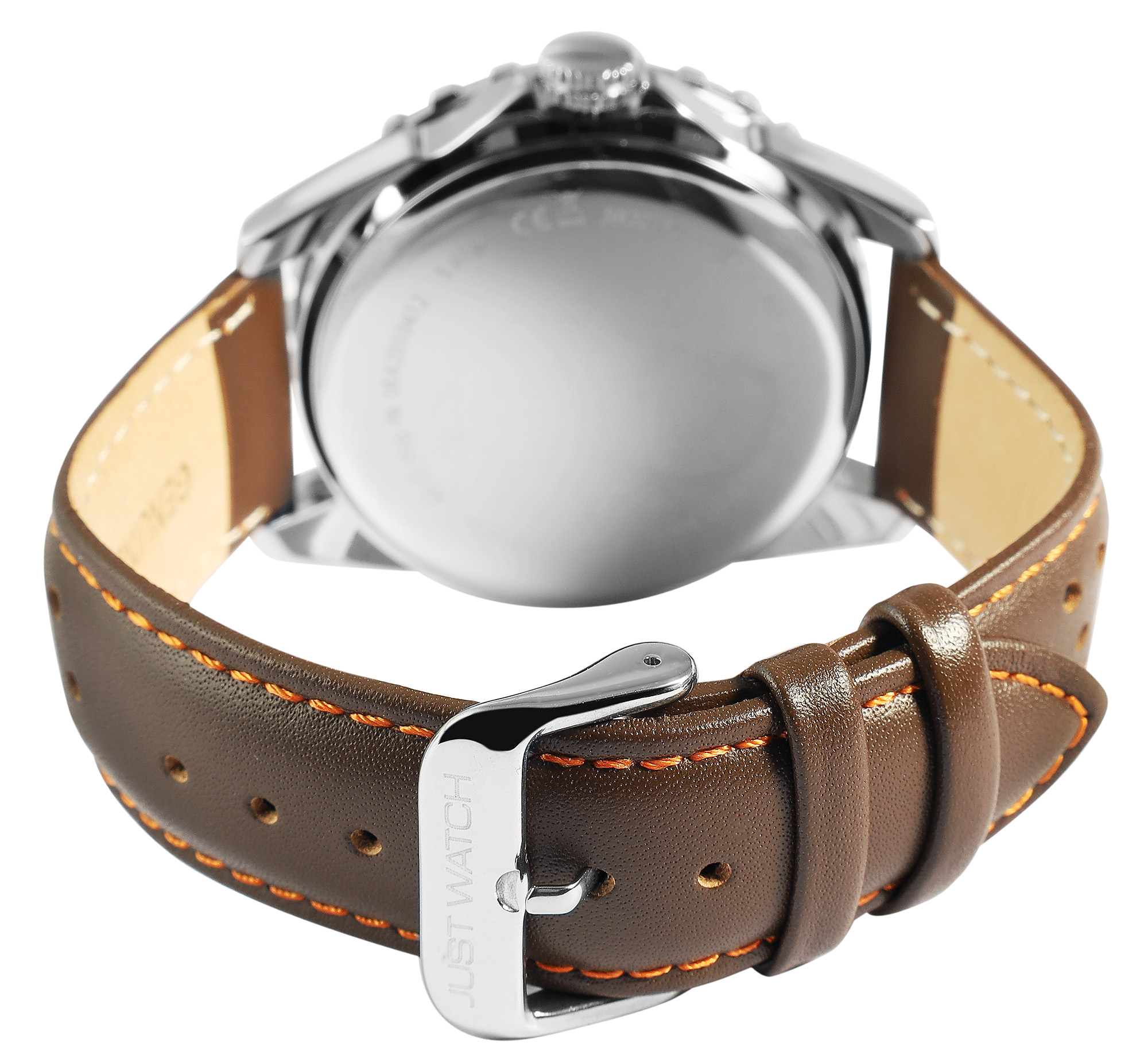 JUST WATCH Herrenuhr "Elwin"  mit Echt Lederband, Ø 43 mm, braun/ silberfarben