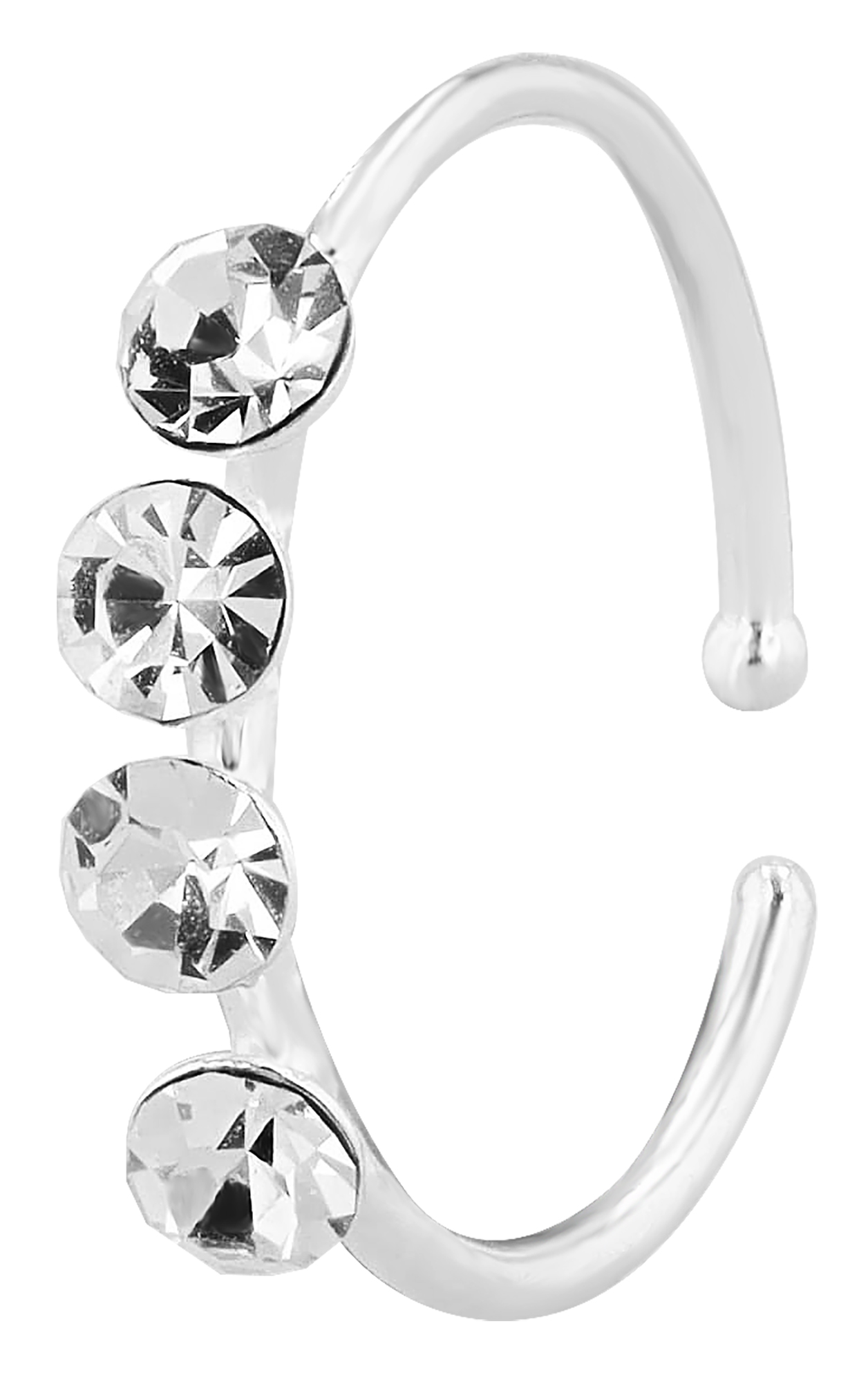 "Vondrea" offener Nasenring/ Nasenpiercing , 925/- Echt Silber, rhodiniert, VE-20 Stück
