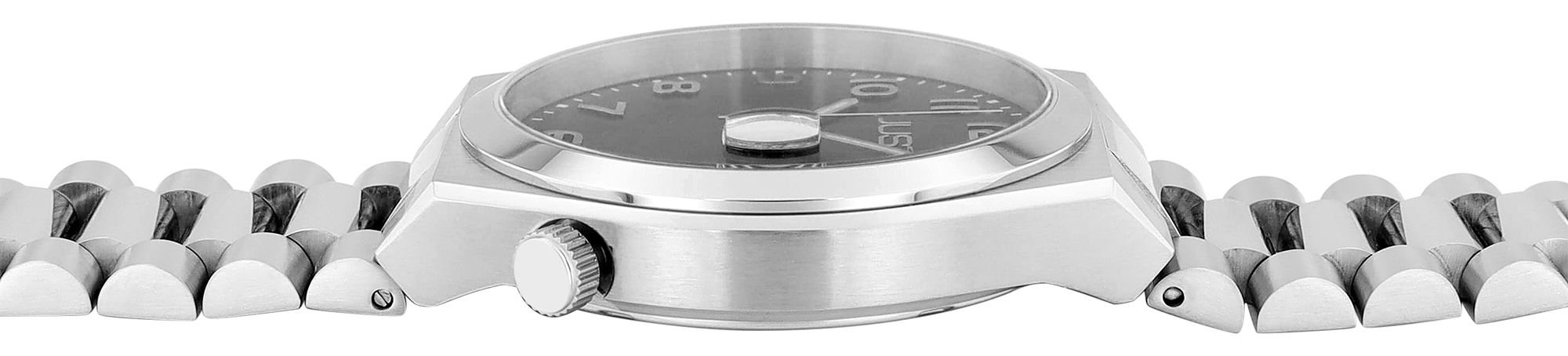 JUST Herrenuhr "Bagge" mit Edelstahl Gliederarmband, Datumsanzeige, Ø 40 mm, 5 ATM, silberfarben/schwarz