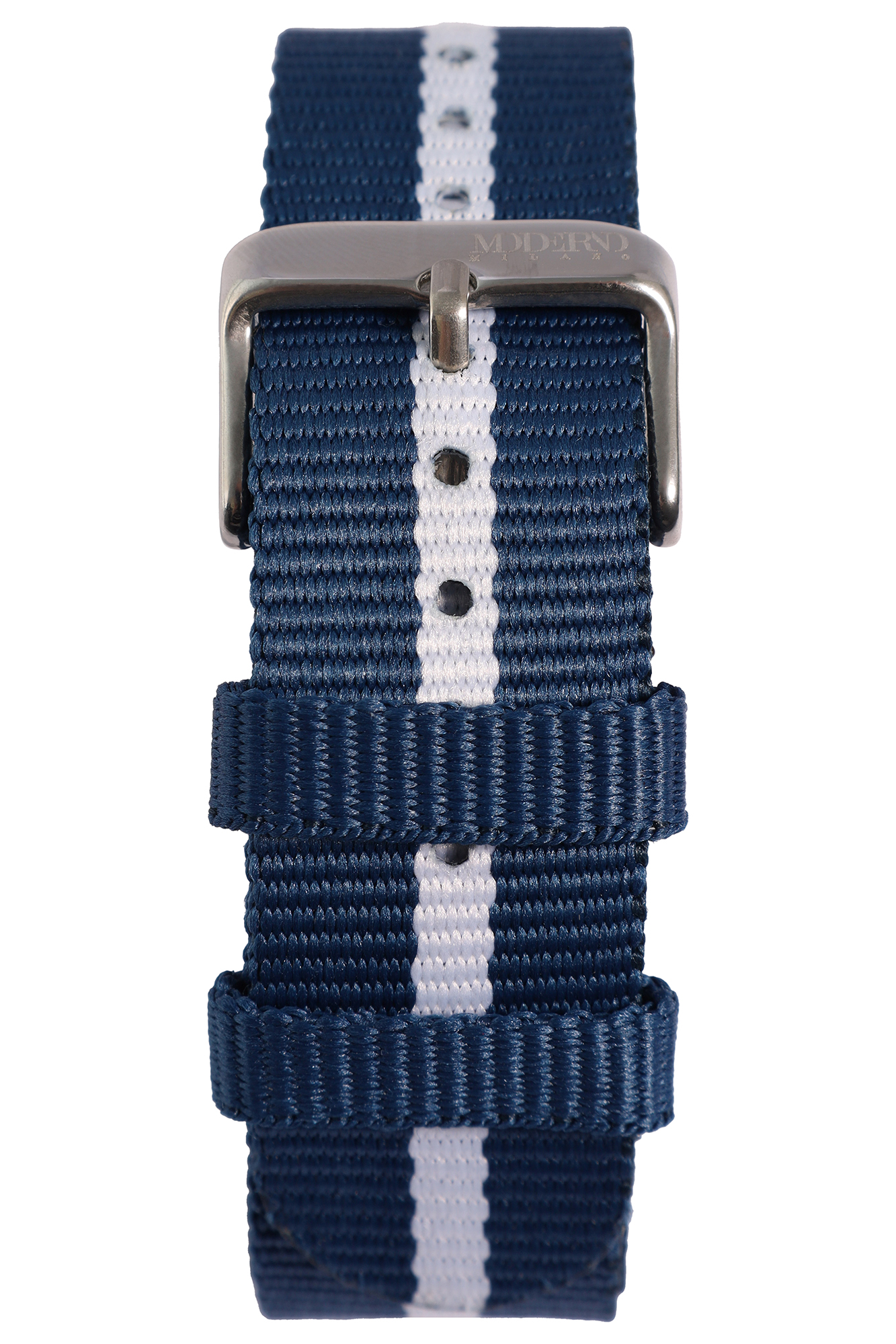 Moderno Milano - Nylon-NATO-Band, 20 mm (blau/ weiß)