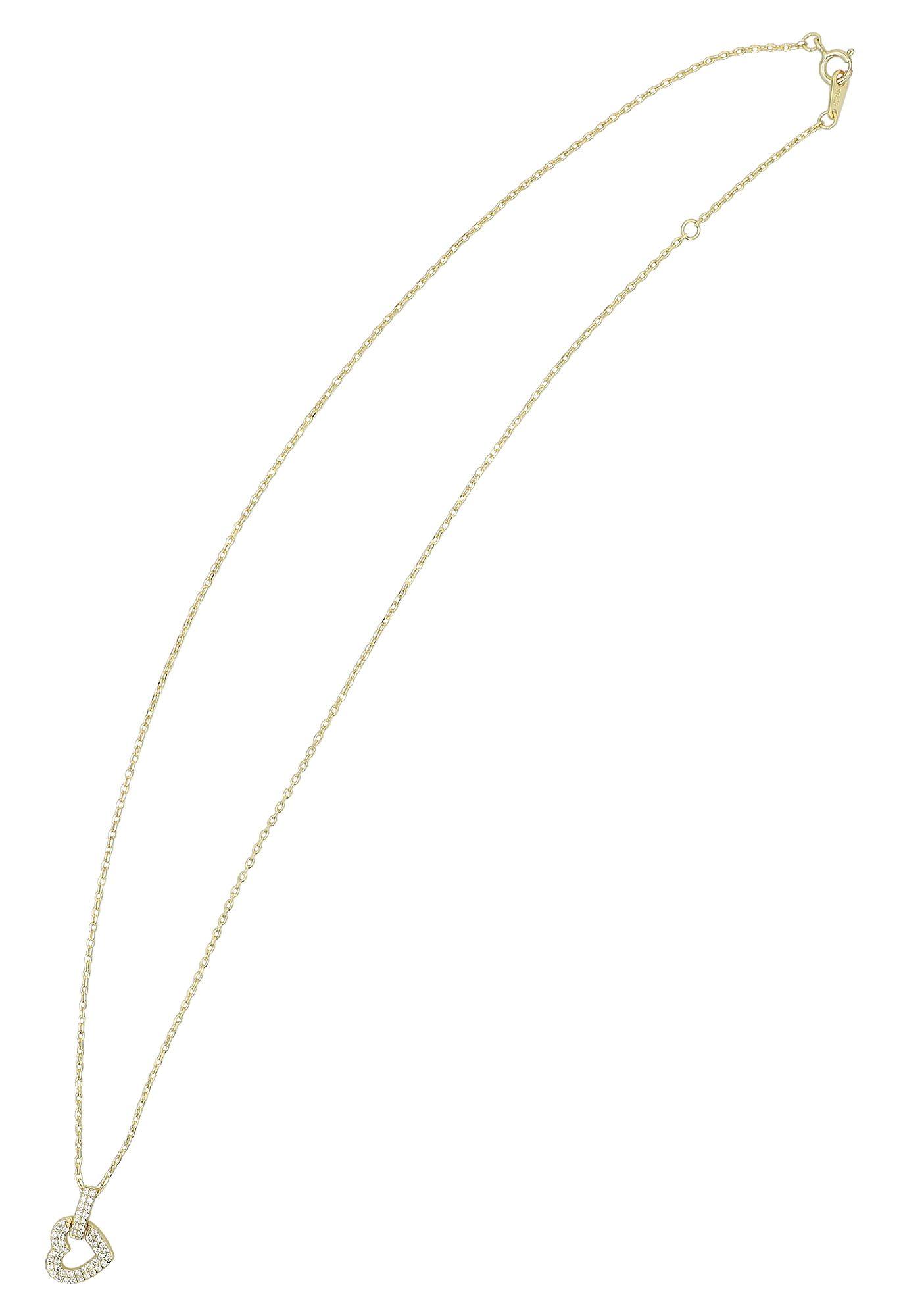 "Tuma", 925/- Echt Silber Kette, Anhänger Herz, Zirkonia, vergoldet