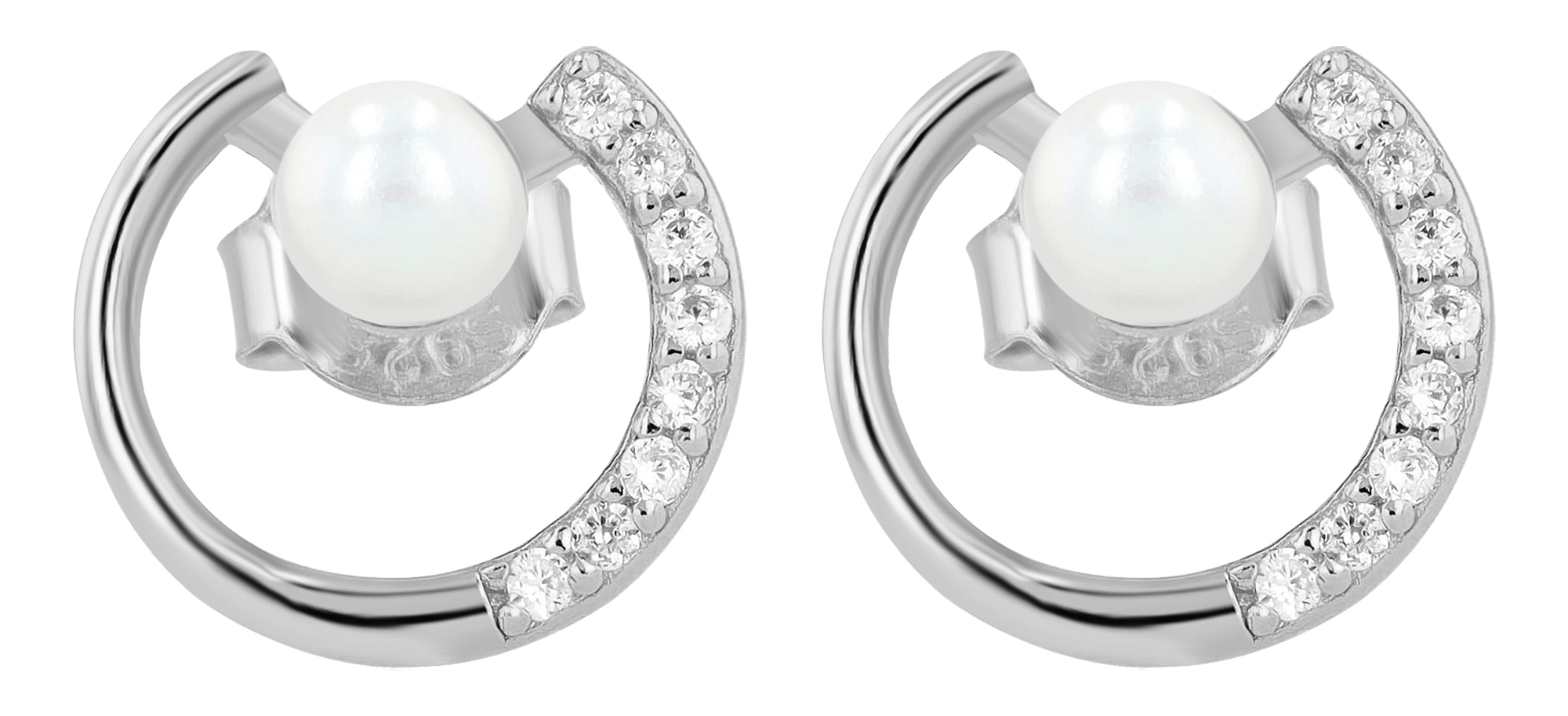"Nicki" 925/- Echt Silber Ohrstecker silberfarben rhodiniert echte Süßwasserperle